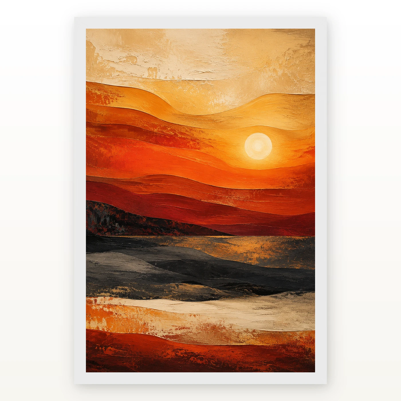 Abstract Sunset Orange Red Gold Layers Expressionism Art Photo Frame, view 2