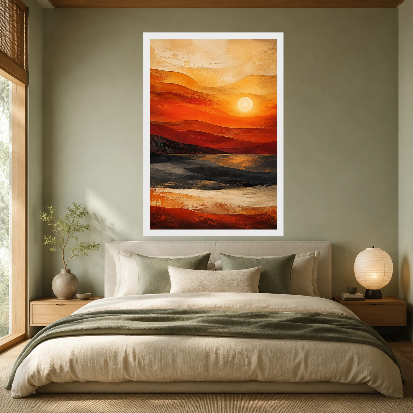 Abstract Sunset Orange Red Gold Layers Expressionism Art Photo Frame, view 6