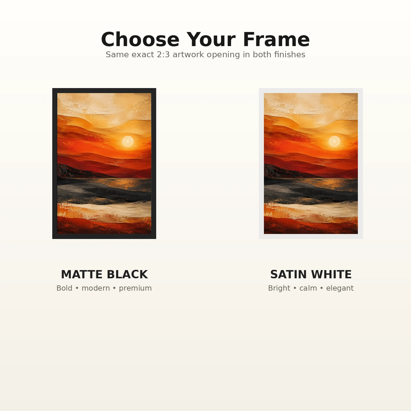 Abstract Sunset Orange Red Gold Layers Expressionism Art Photo Frame, view 7