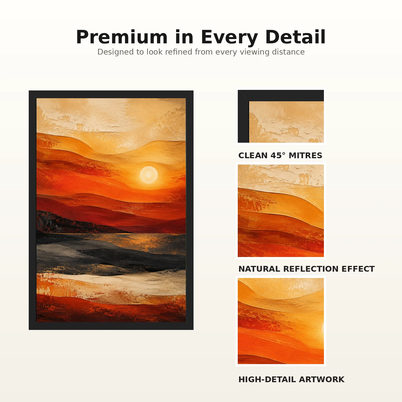 Abstract Sunset Orange Red Gold Layers Expressionism Art Photo Frame, view 9