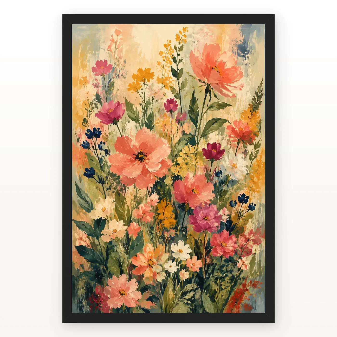 Abstract Vibrant Florals Impressionist Brushwork Garden Art Photo Frame