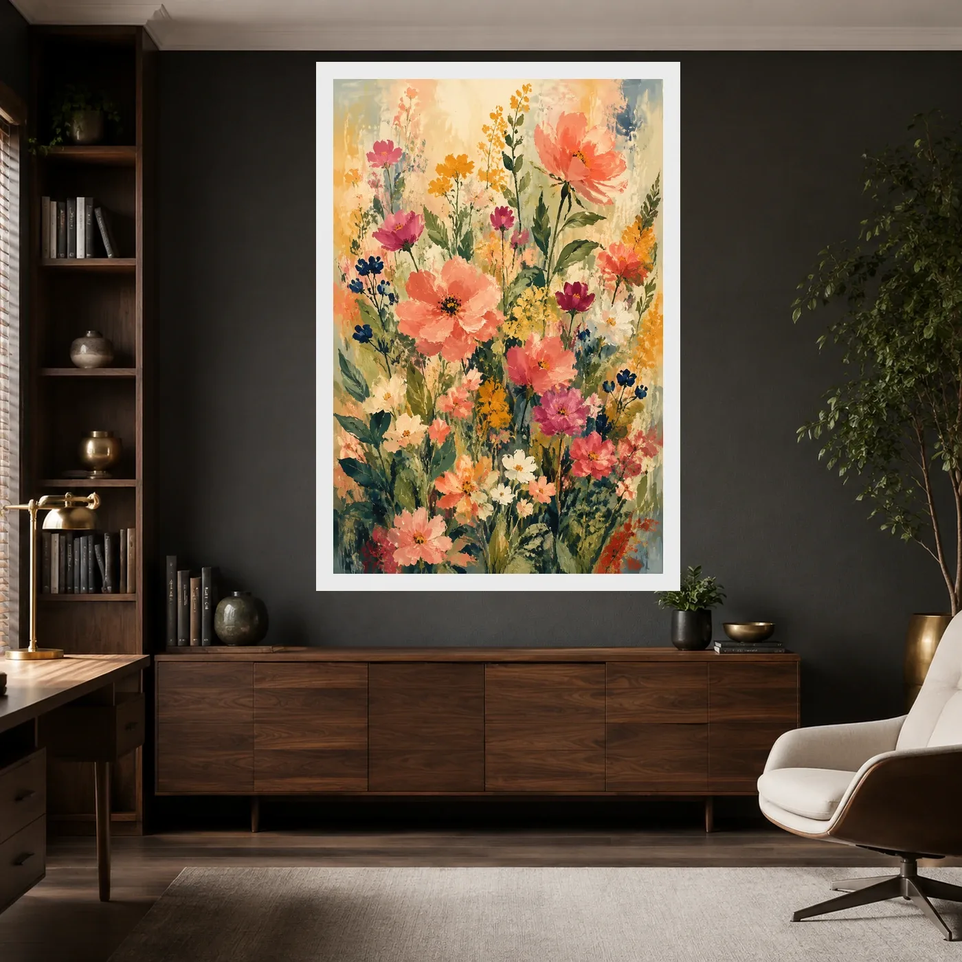 Abstract Vibrant Florals Impressionist Brushwork Garden Art Photo Frame, view 10