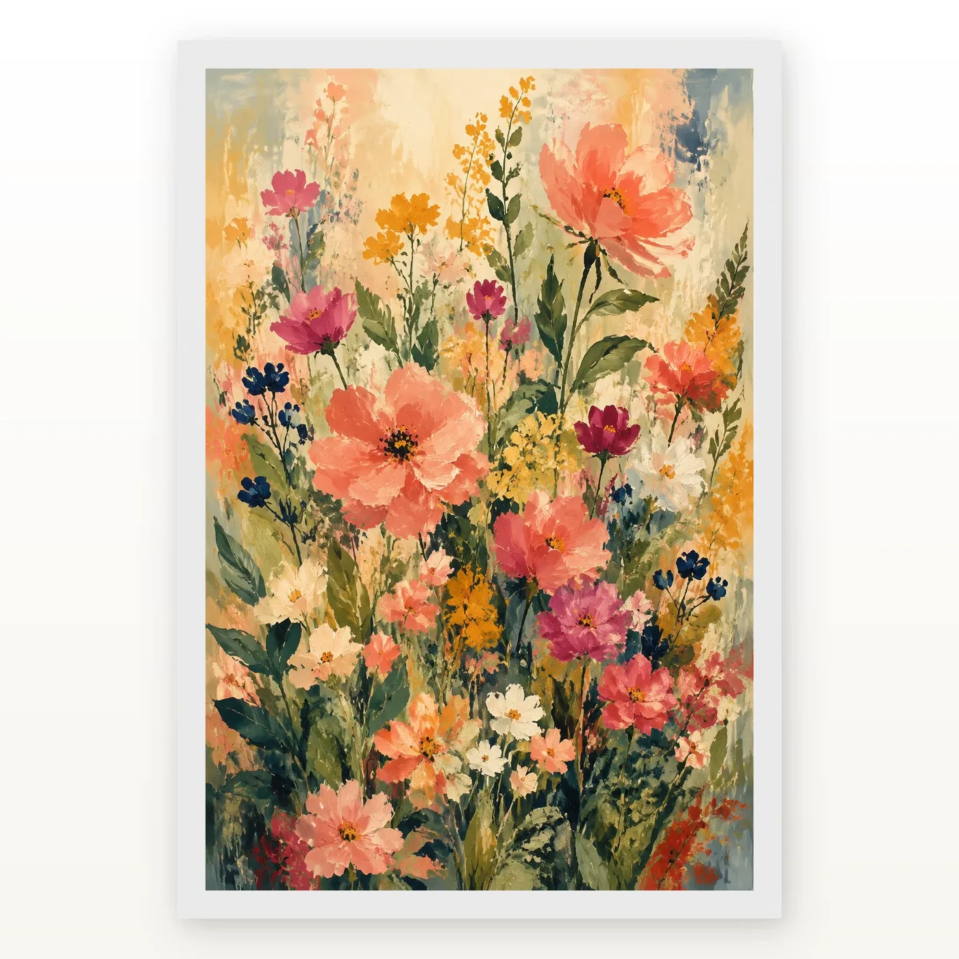 Abstract Vibrant Florals Impressionist Brushwork Garden Art Photo Frame, view 2