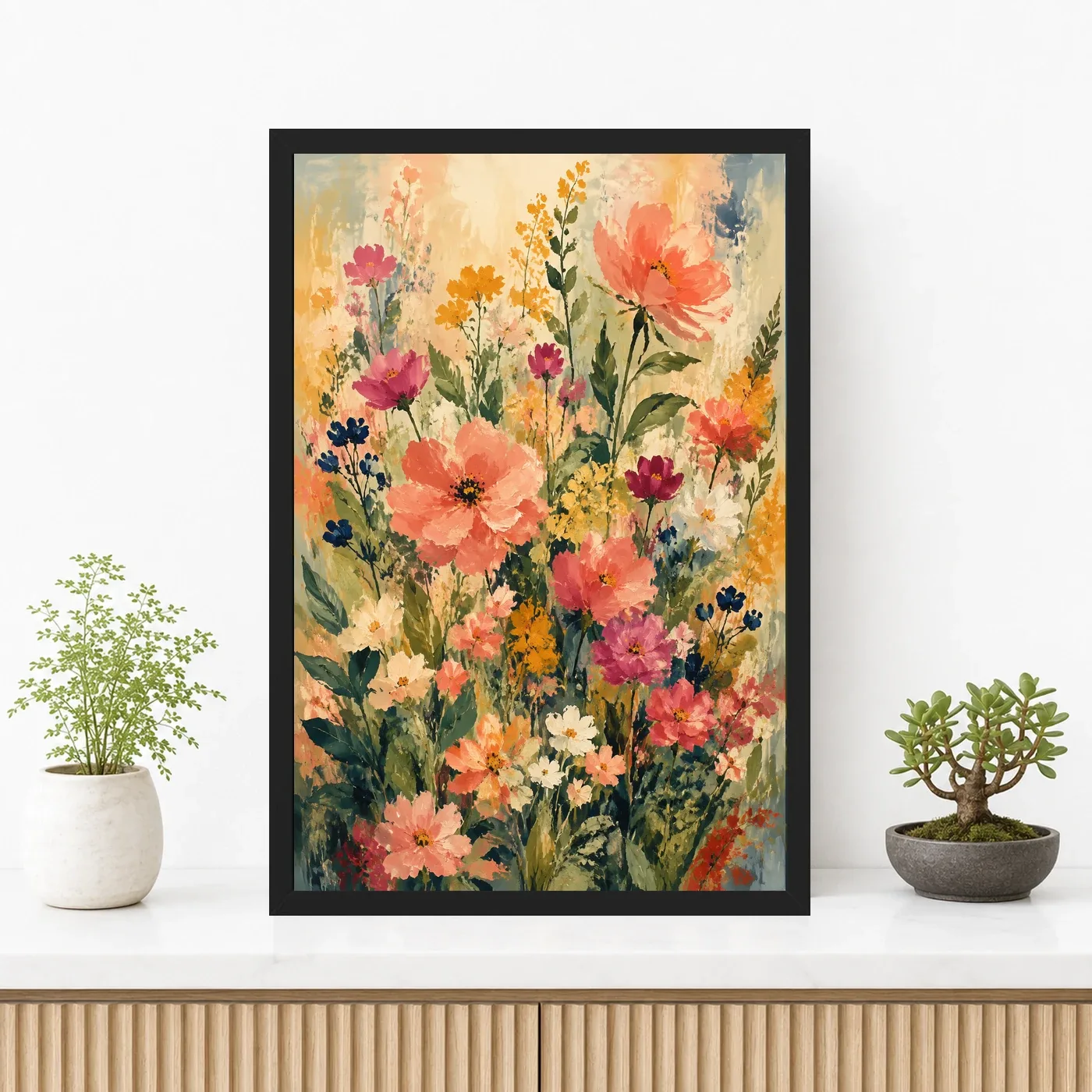Abstract Vibrant Florals Impressionist Brushwork Garden Art Photo Frame, view 3