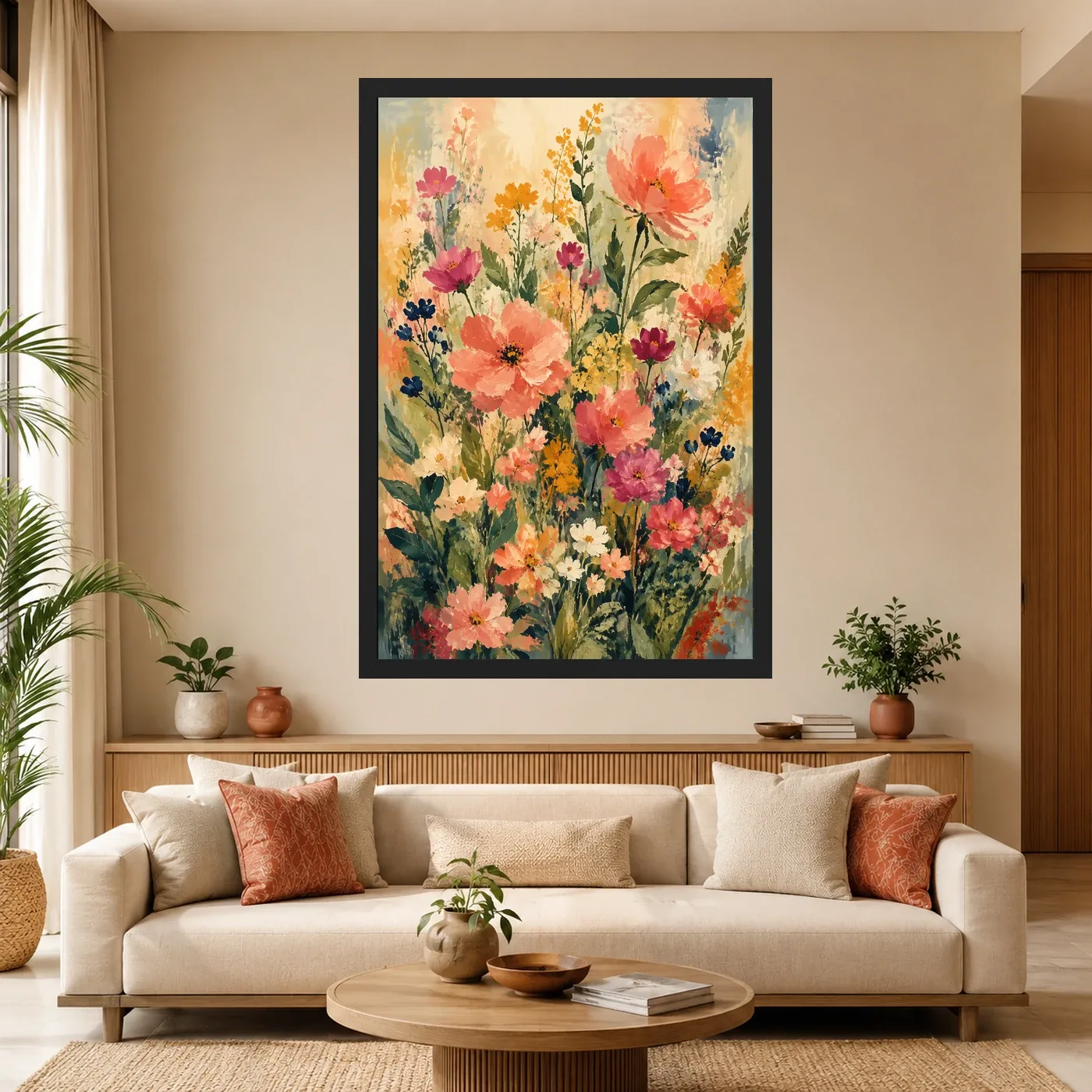 Abstract Vibrant Florals Impressionist Brushwork Garden Art Photo Frame, view 4