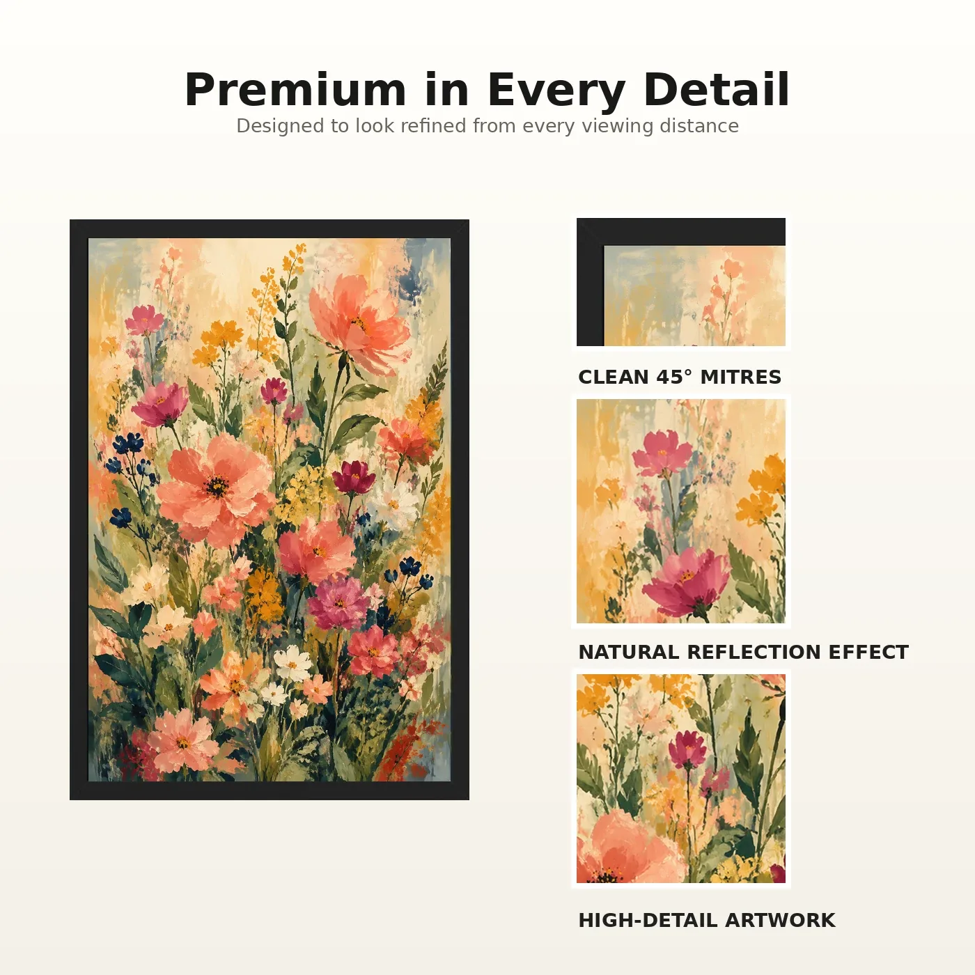 Abstract Vibrant Florals Impressionist Brushwork Garden Art Photo Frame, view 9