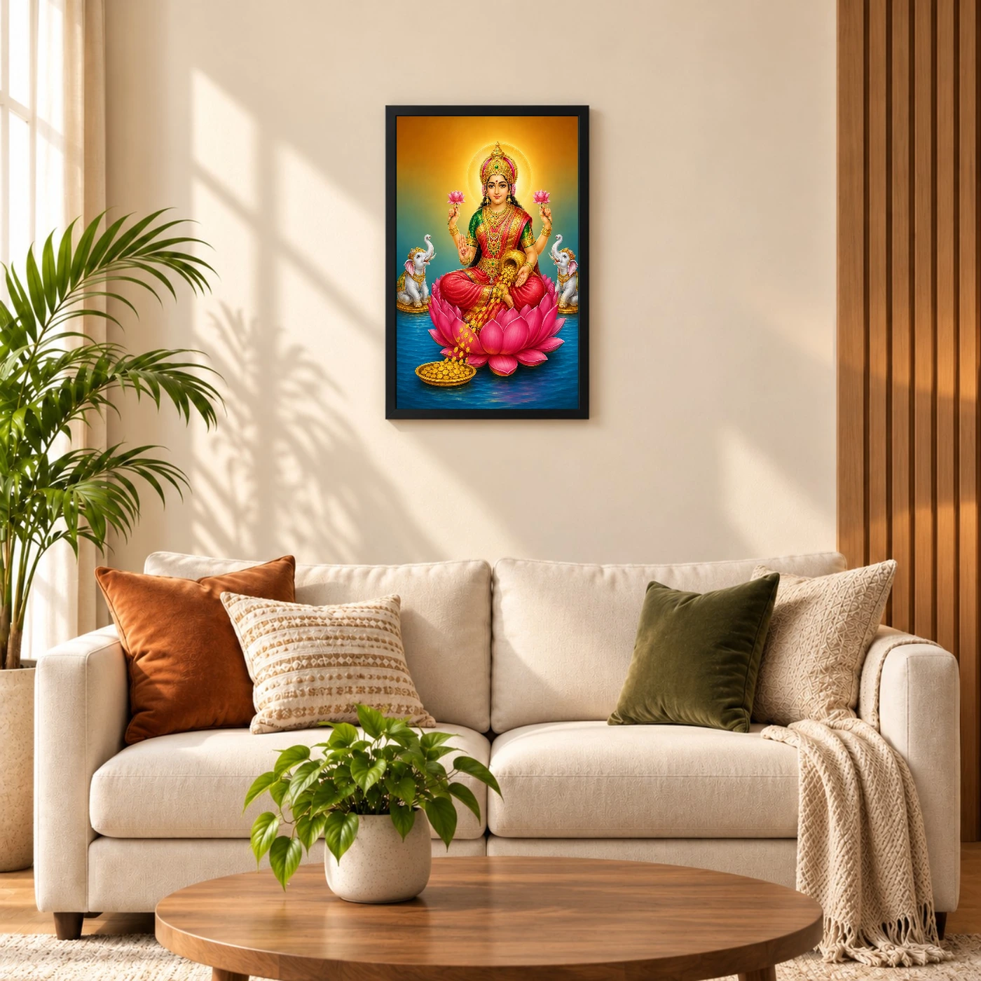 Angled Lotus Throne Varalakshmi Photo Frame – Red Green Art, view 8