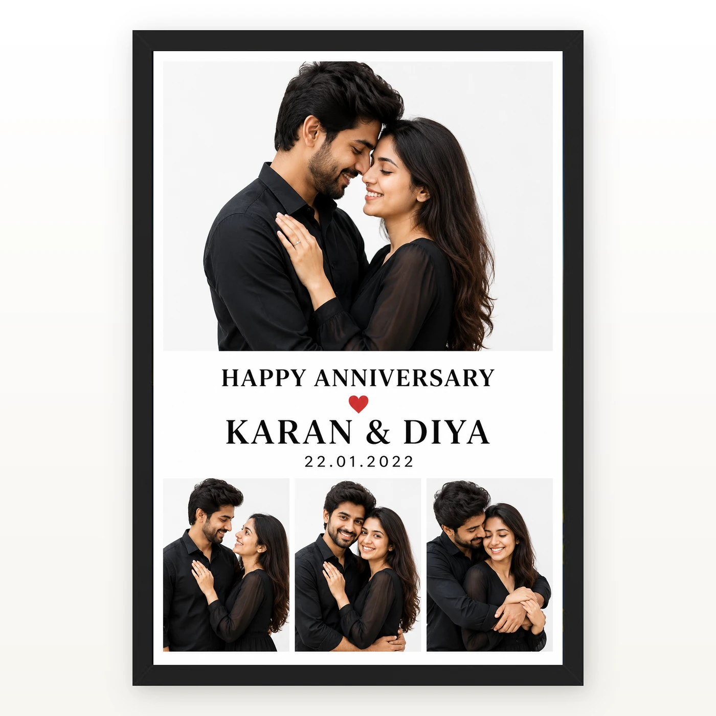 Anniversary Photo Collage 4 Images Vintage Heart Love Photo Frame