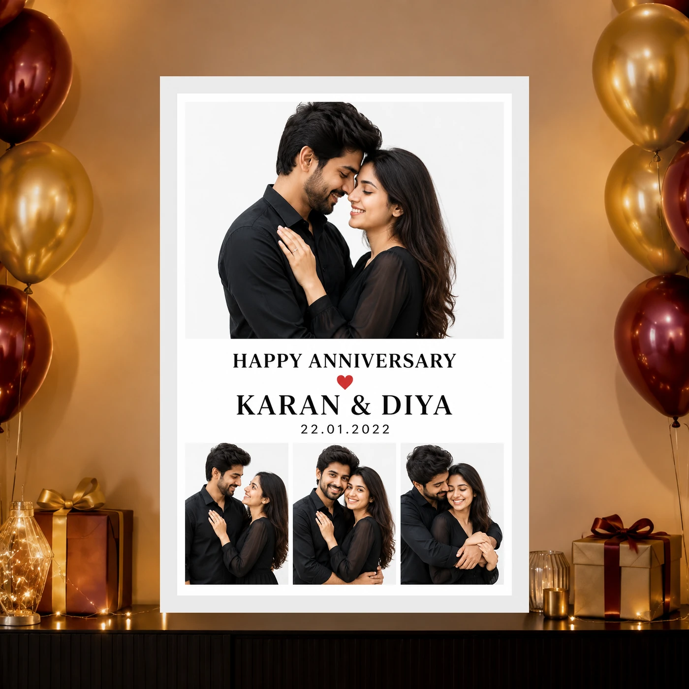 Anniversary Photo Collage 4 Images Vintage Heart Love Photo Frame, view 10