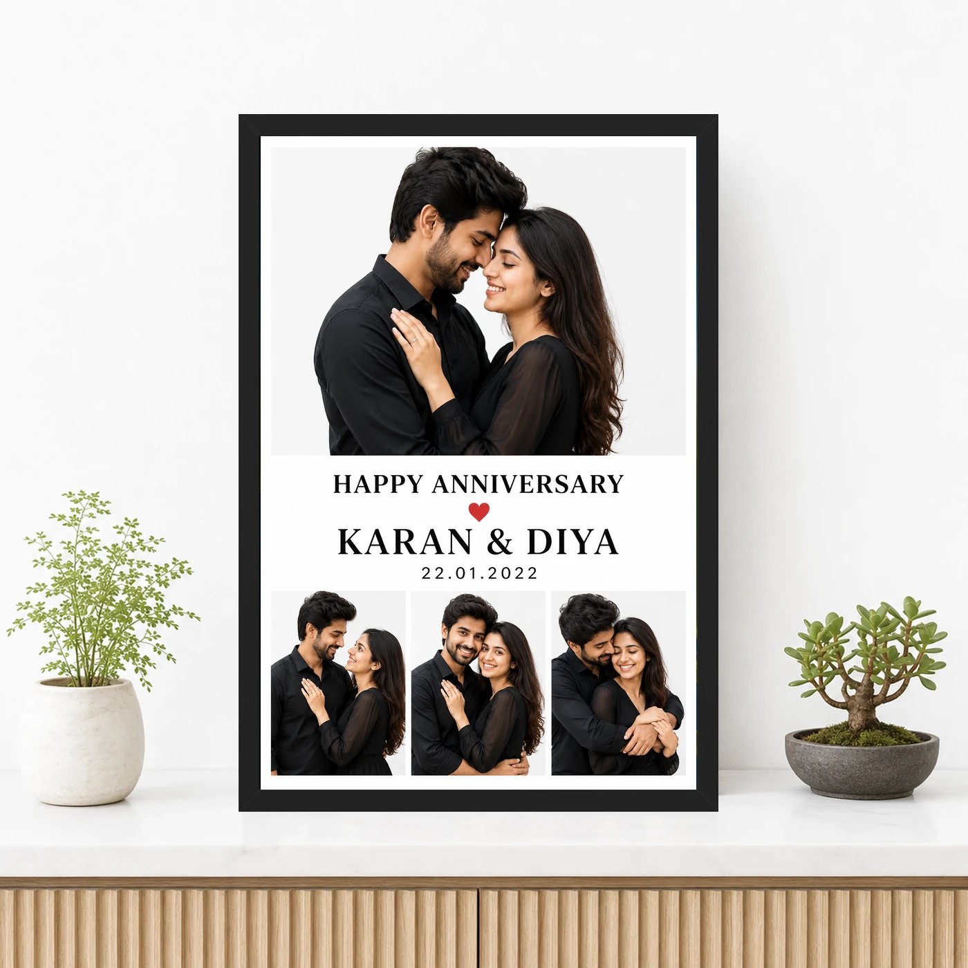 Anniversary Photo Collage 4 Images Vintage Heart Love Photo Frame, view 3