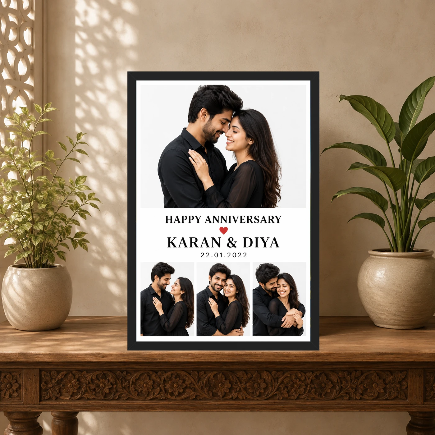 Anniversary Photo Collage 4 Images Vintage Heart Love Photo Frame, view 5