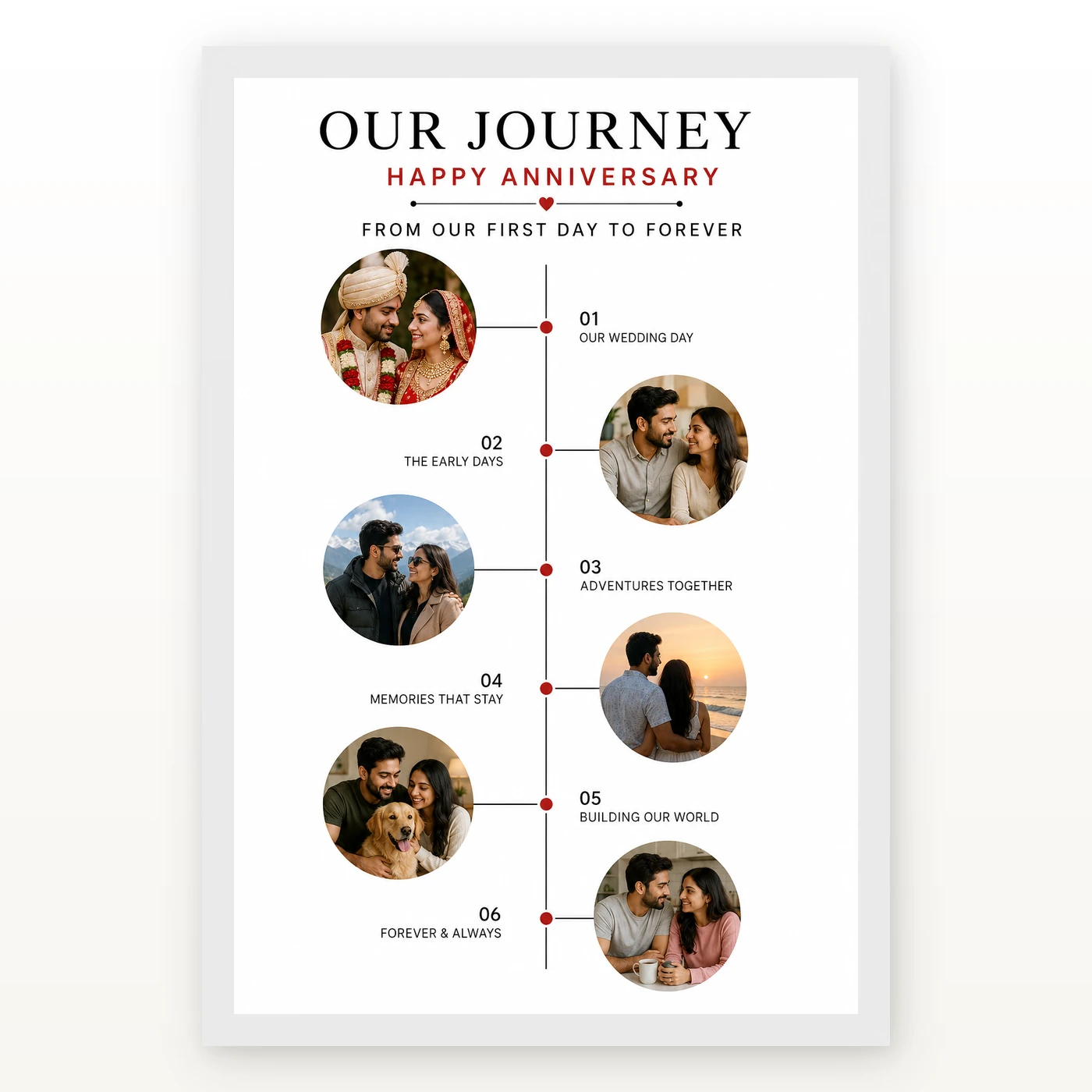 Anniversary Collage 6 Photos Journey Timeline Romantic Photo Frame, view 2