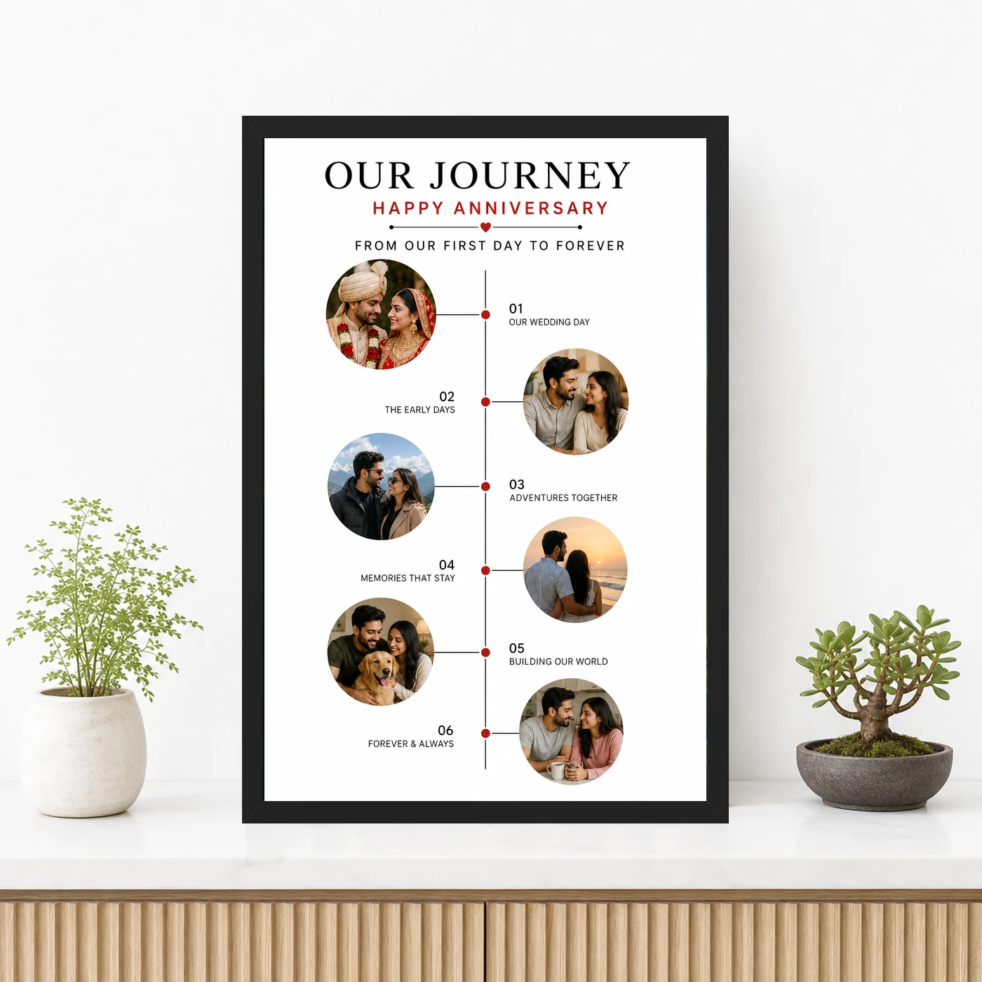 Anniversary Collage 6 Photos Journey Timeline Romantic Photo Frame, view 3