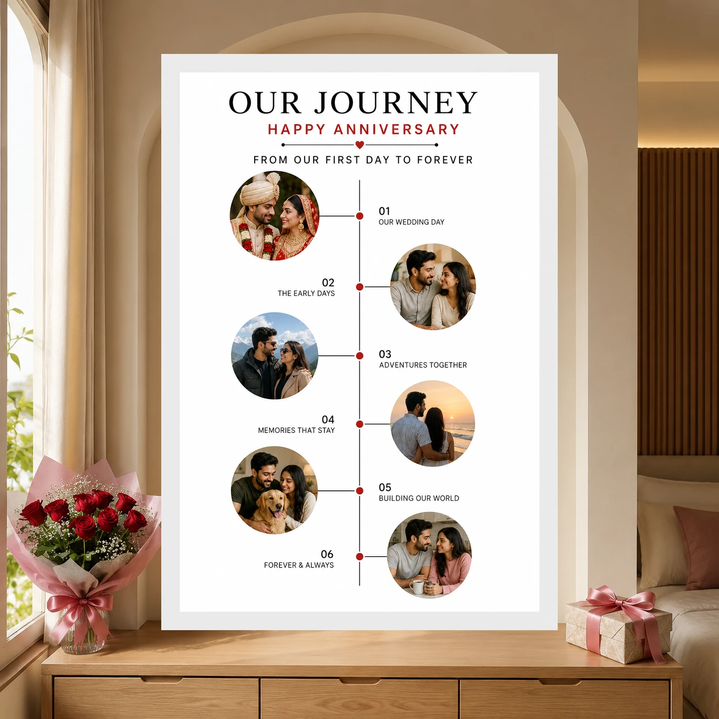 Anniversary Collage 6 Photos Journey Timeline Romantic Photo Frame, view 6