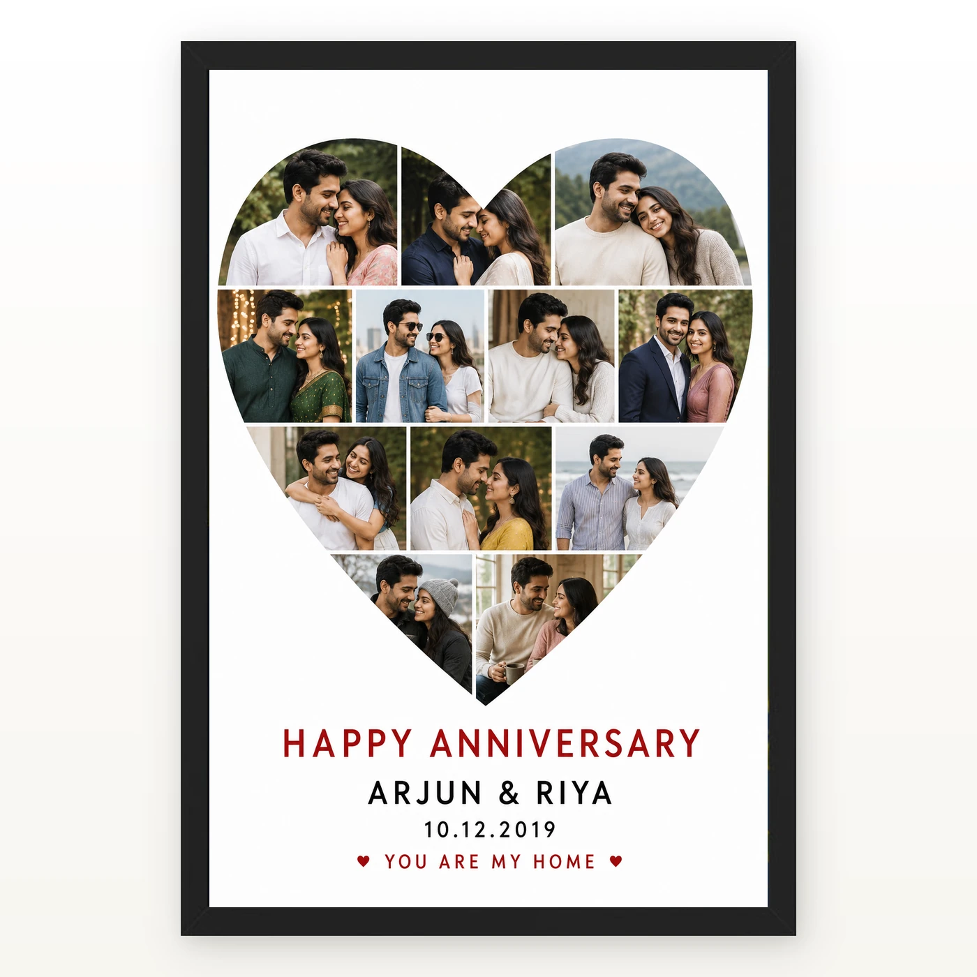 Anniversary Heart Shaped Collage Love Mosaic Couple Photo Frame
