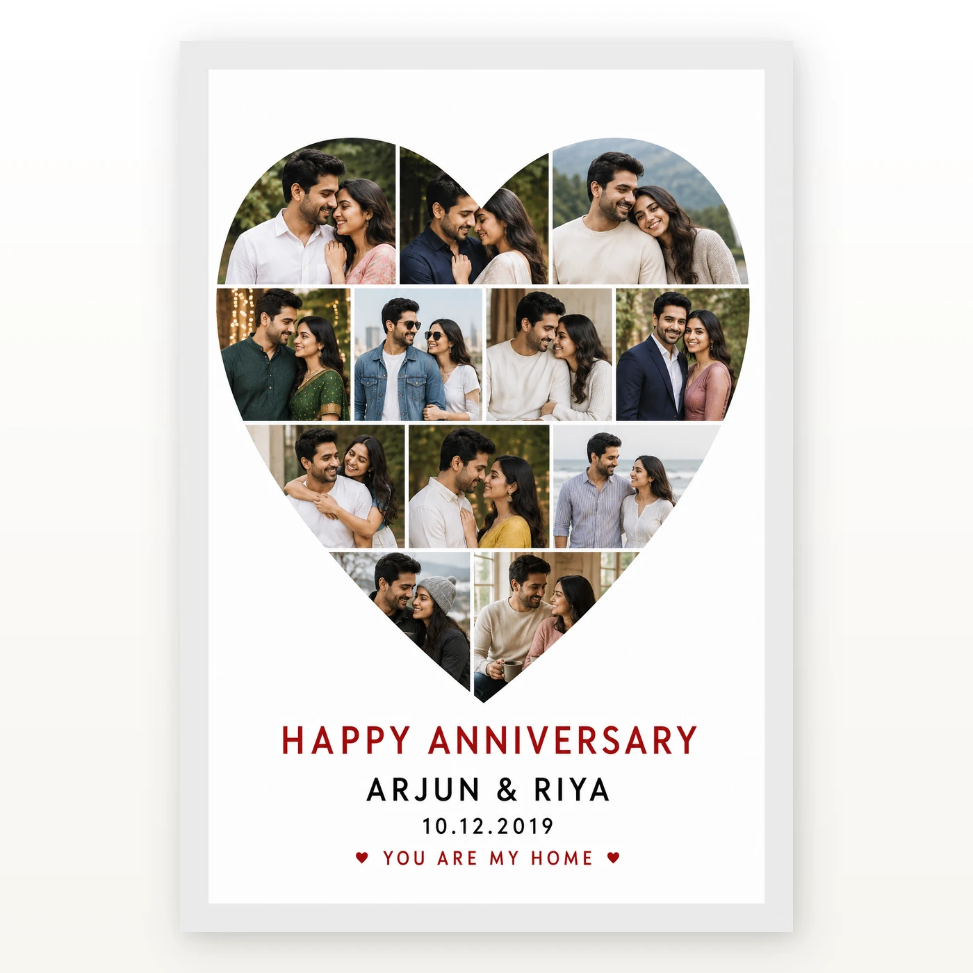 Anniversary Heart Collage Rose Photos Romantic Couple Photo Frame, view 2