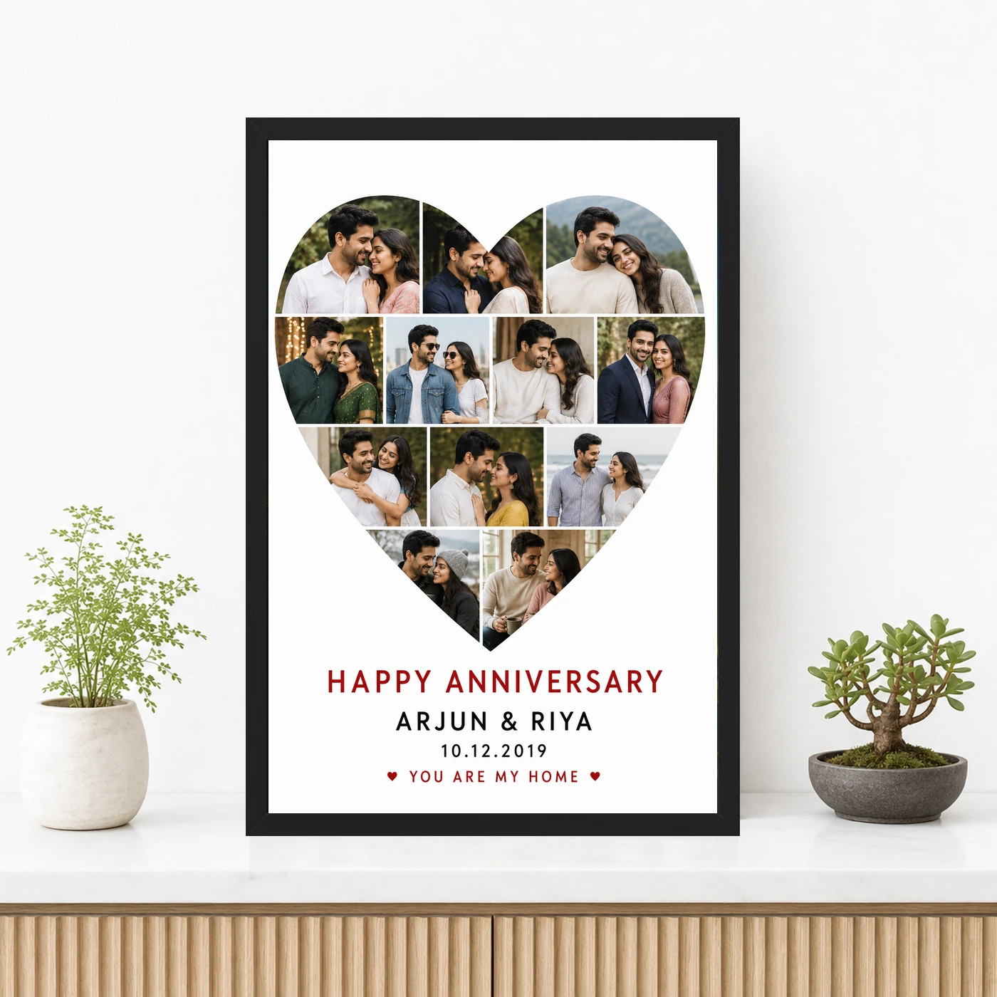 Anniversary Heart Collage Rose Photos Romantic Couple Photo Frame, view 3
