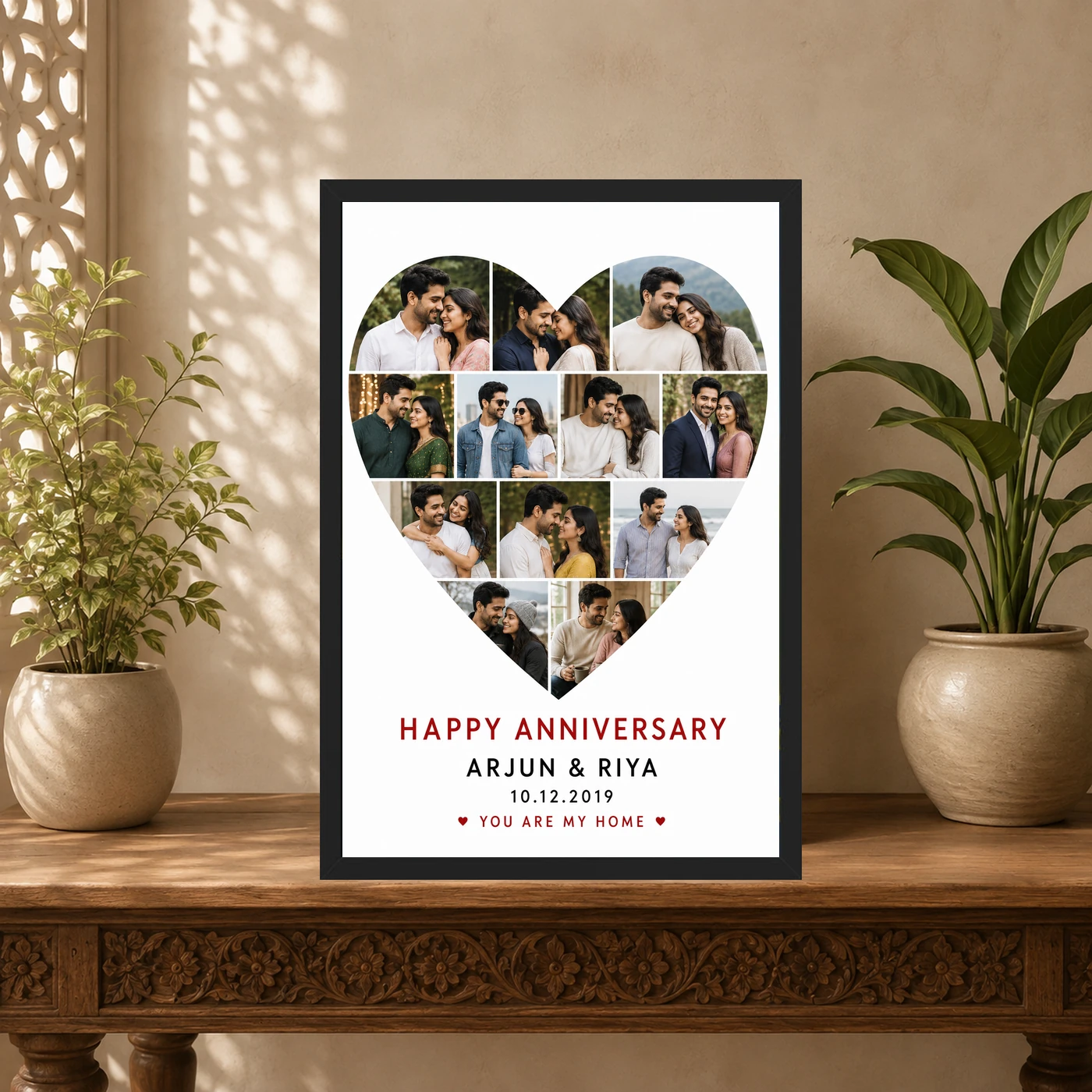 Anniversary Heart Collage Rose Photos Romantic Couple Photo Frame, view 5
