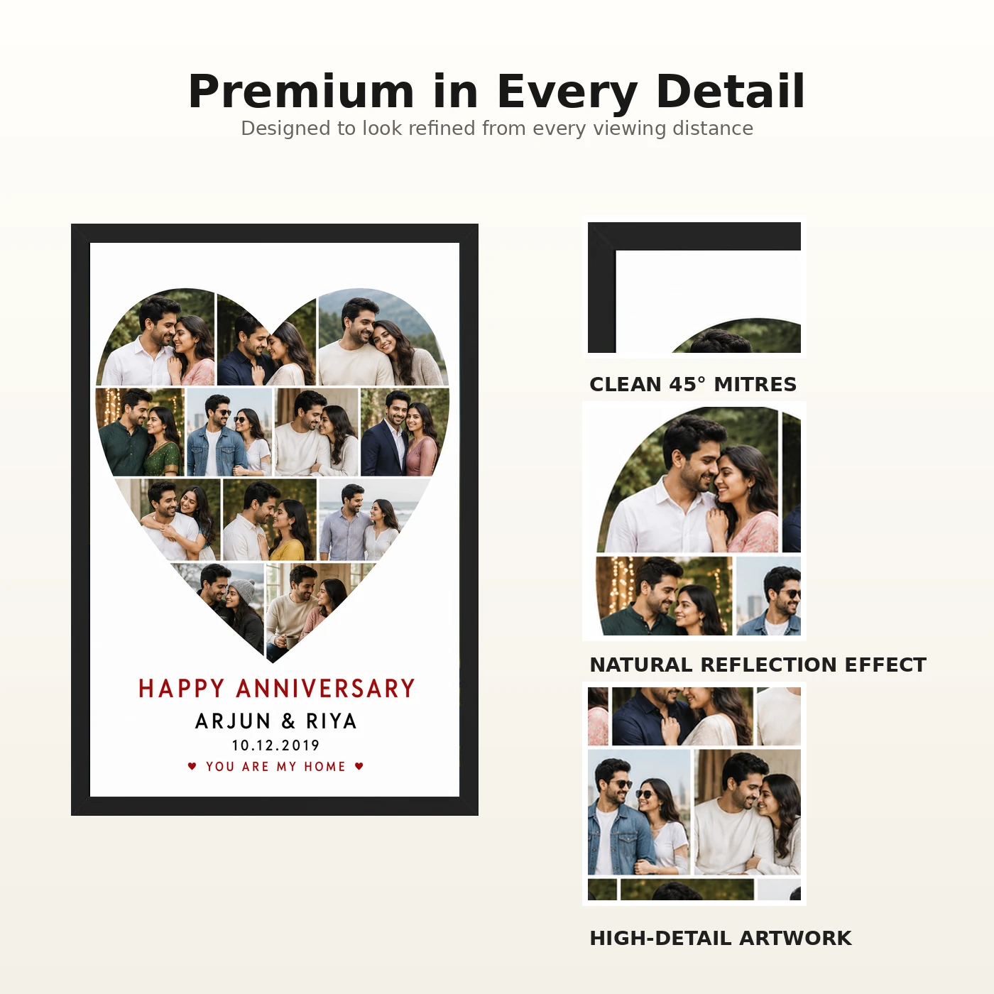 Anniversary Heart Collage Rose Photos Romantic Couple Photo Frame, view 9