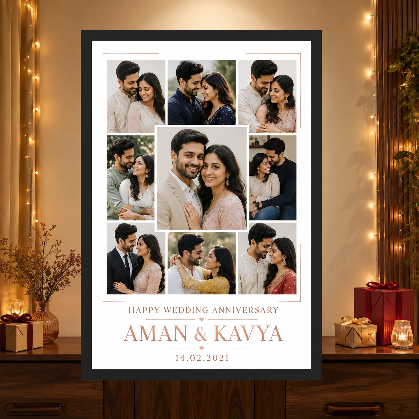 Anniversary Photo Collage Frame Romantic Love Memories Couple Photo Frame, view 4