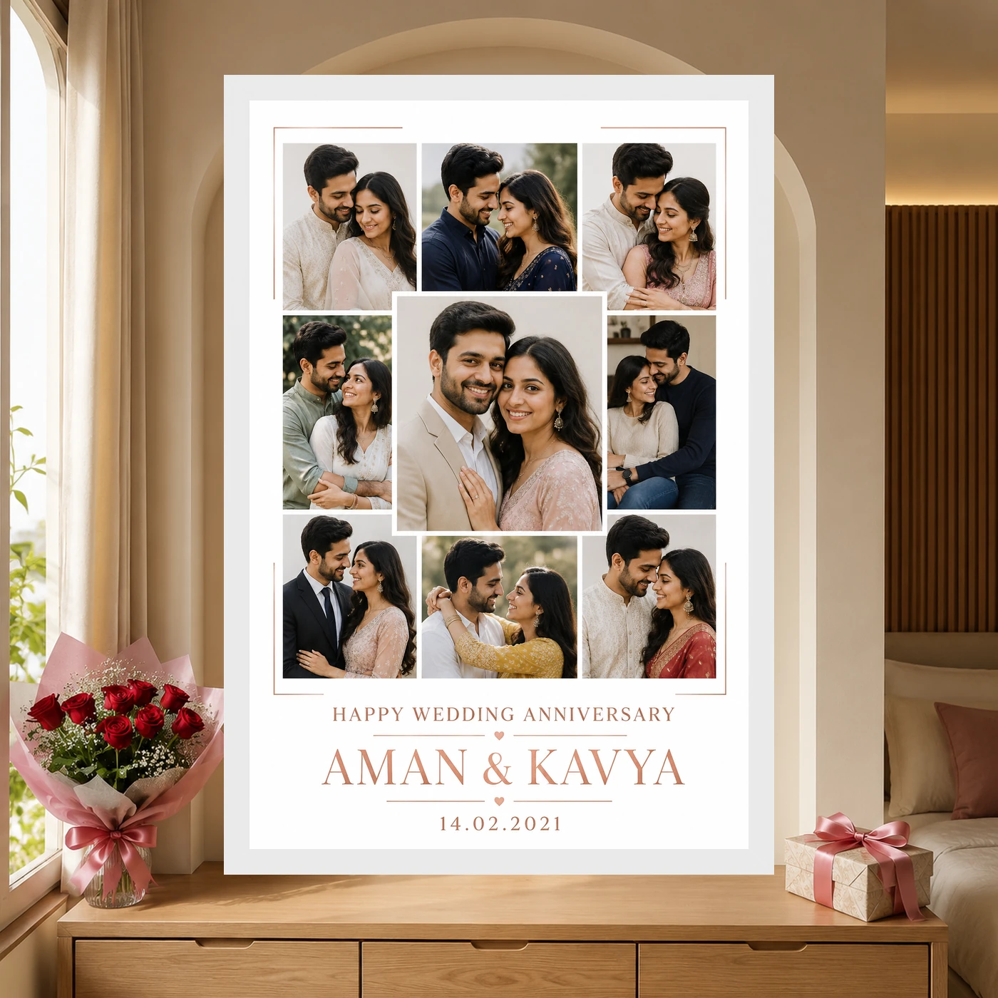 Anniversary Photo Collage Frame Romantic Love Memories Couple Photo Frame, view 6