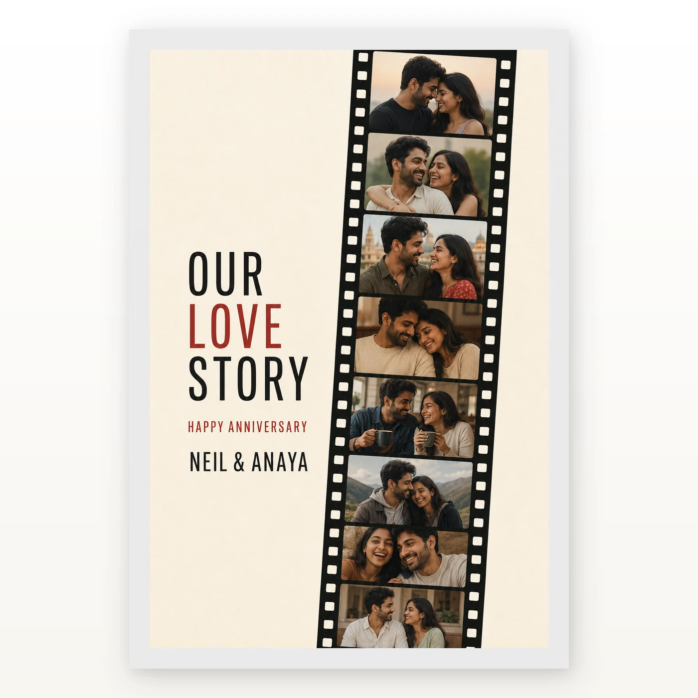 Anniversary Polaroid Strip Film Memories Couple Vintage Photo Frame, view 2