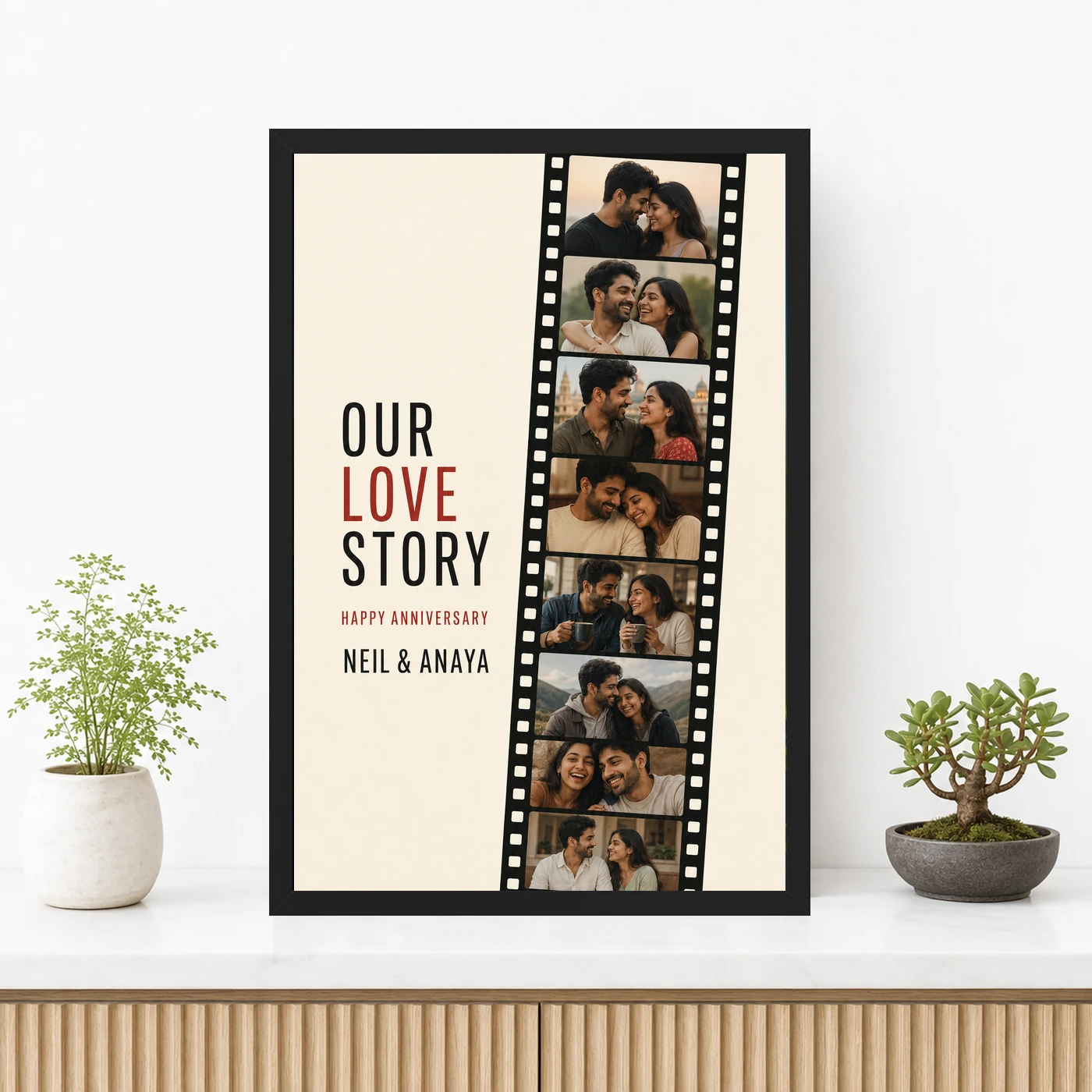 Anniversary Polaroid Strip Film Memories Couple Vintage Photo Frame, view 3