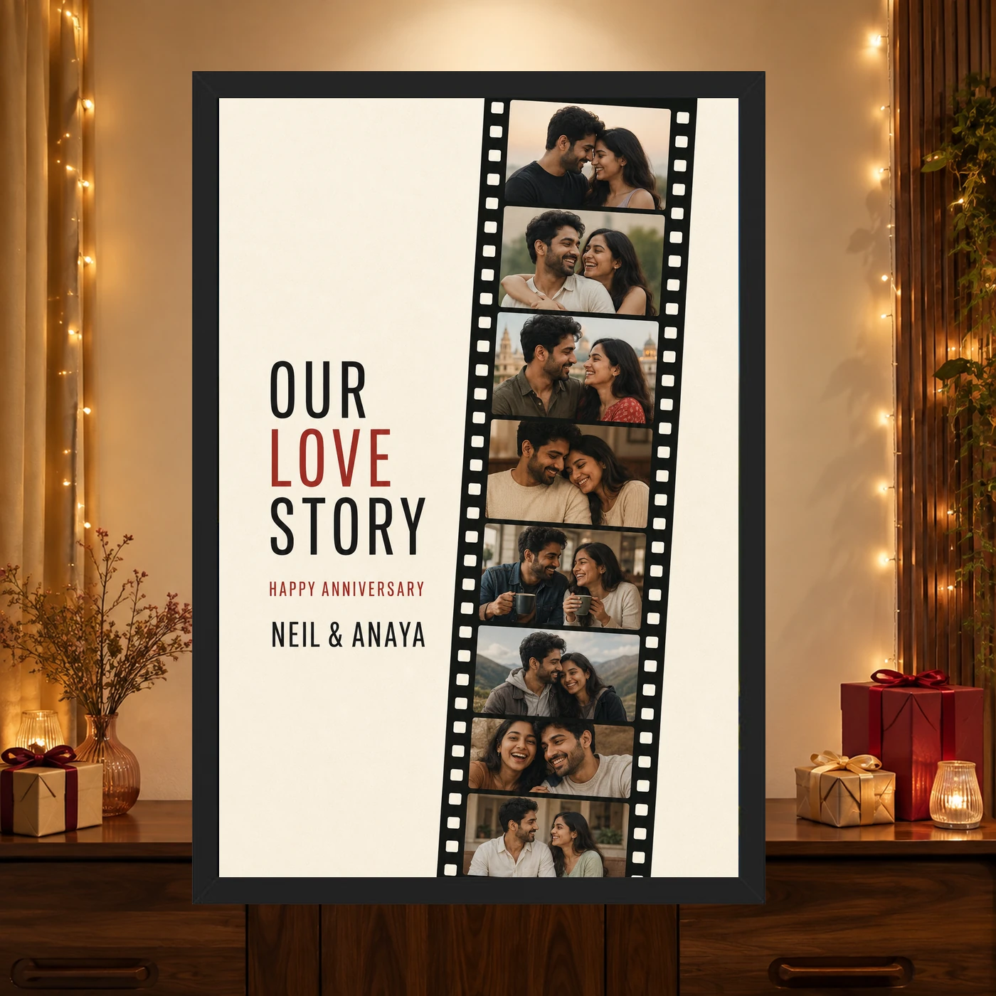 Anniversary Polaroid Strip Film Memories Couple Vintage Photo Frame, view 4