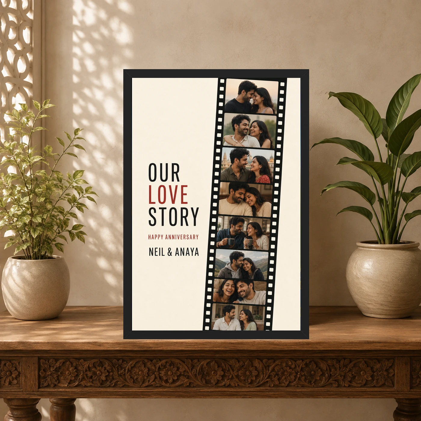 Anniversary Polaroid Strip Film Memories Couple Vintage Photo Frame, view 5