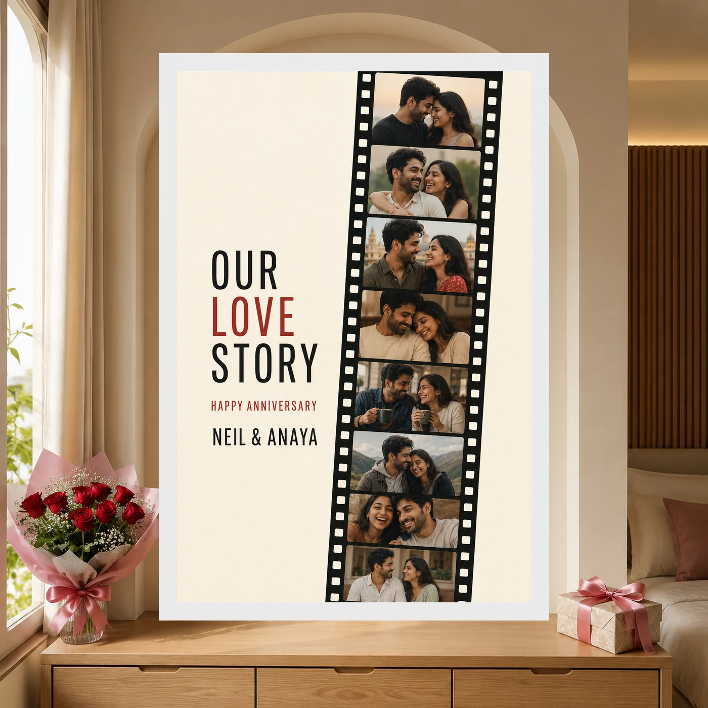 Anniversary Polaroid Strip Film Memories Couple Vintage Photo Frame, view 6