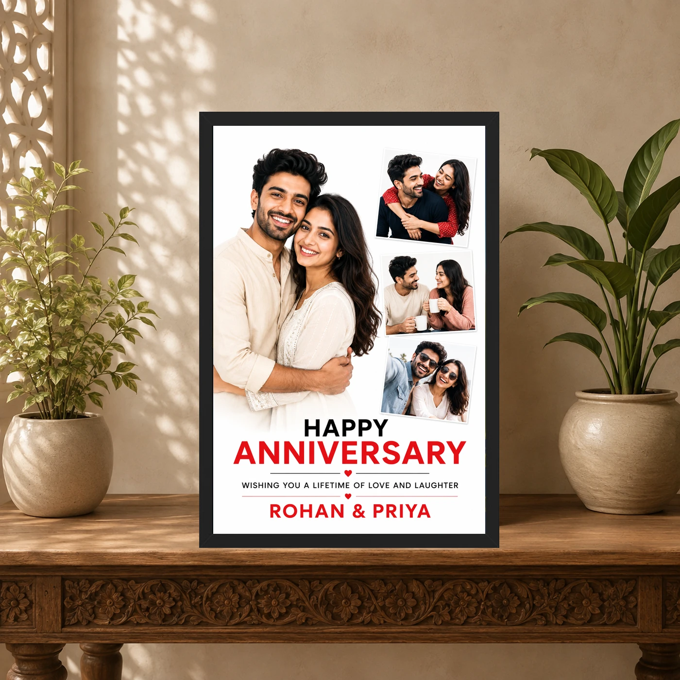 Anniversary Wishes Elegant Script Love Heartfelt Message Photo Frame, view 5