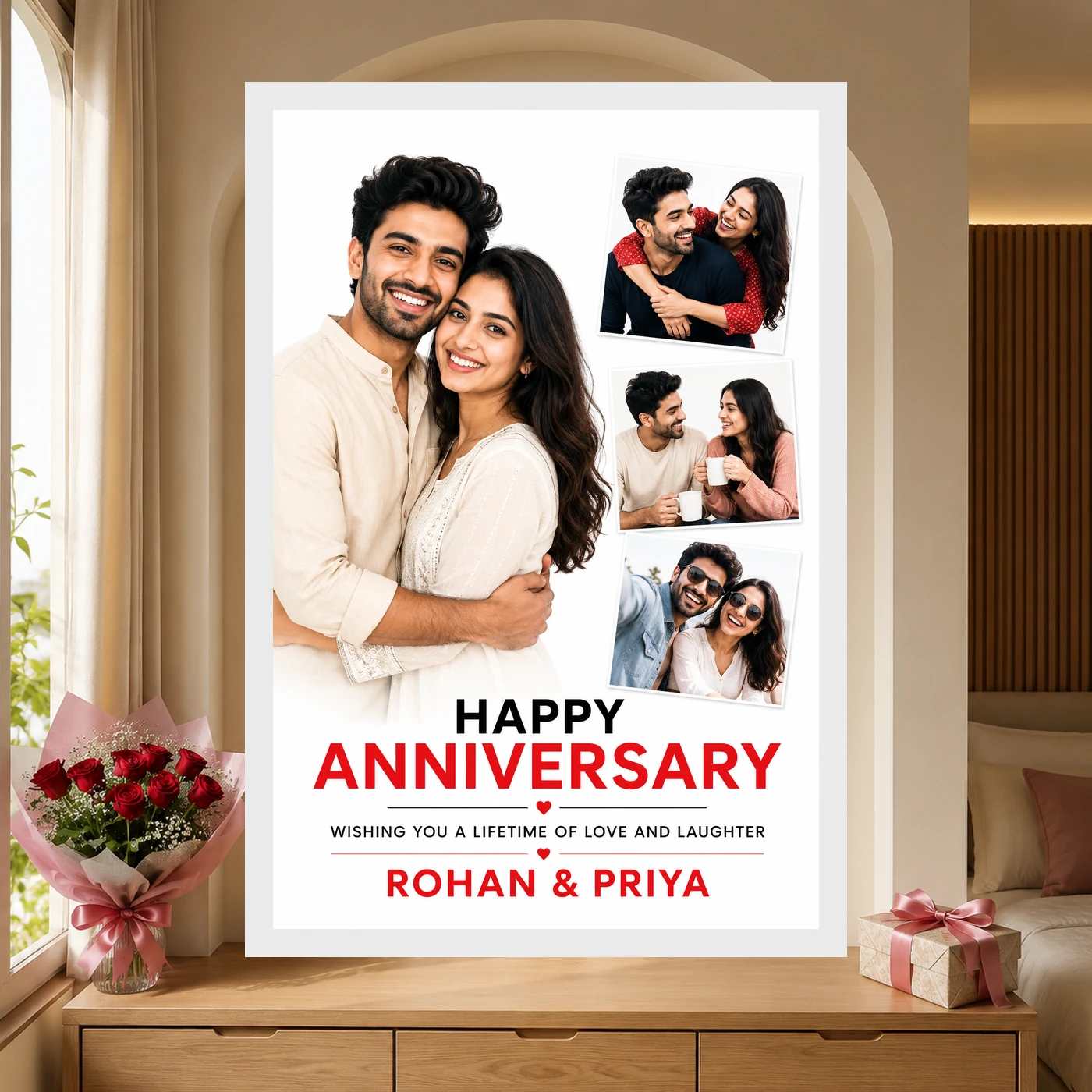 Anniversary Wishes Elegant Script Love Heartfelt Message Photo Frame, view 6