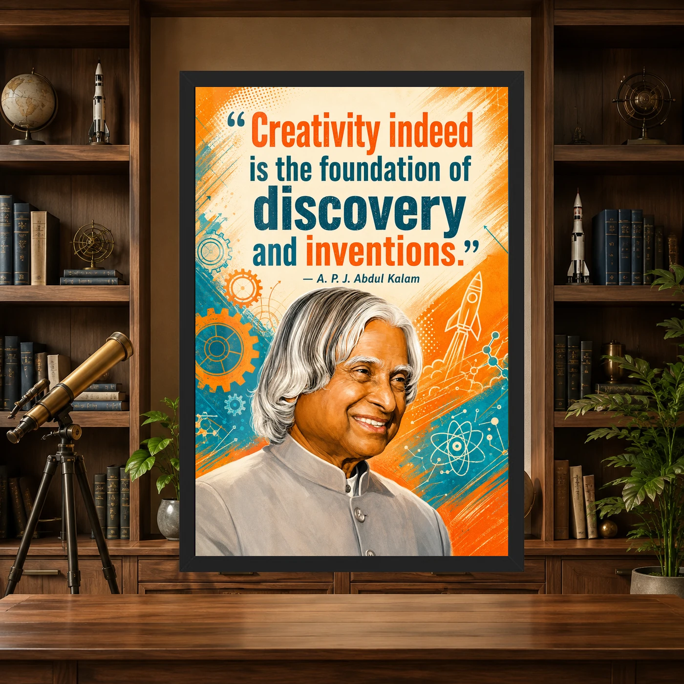 APJ Abdul Kalam Creativity Discovery Inventions Frame, view 4