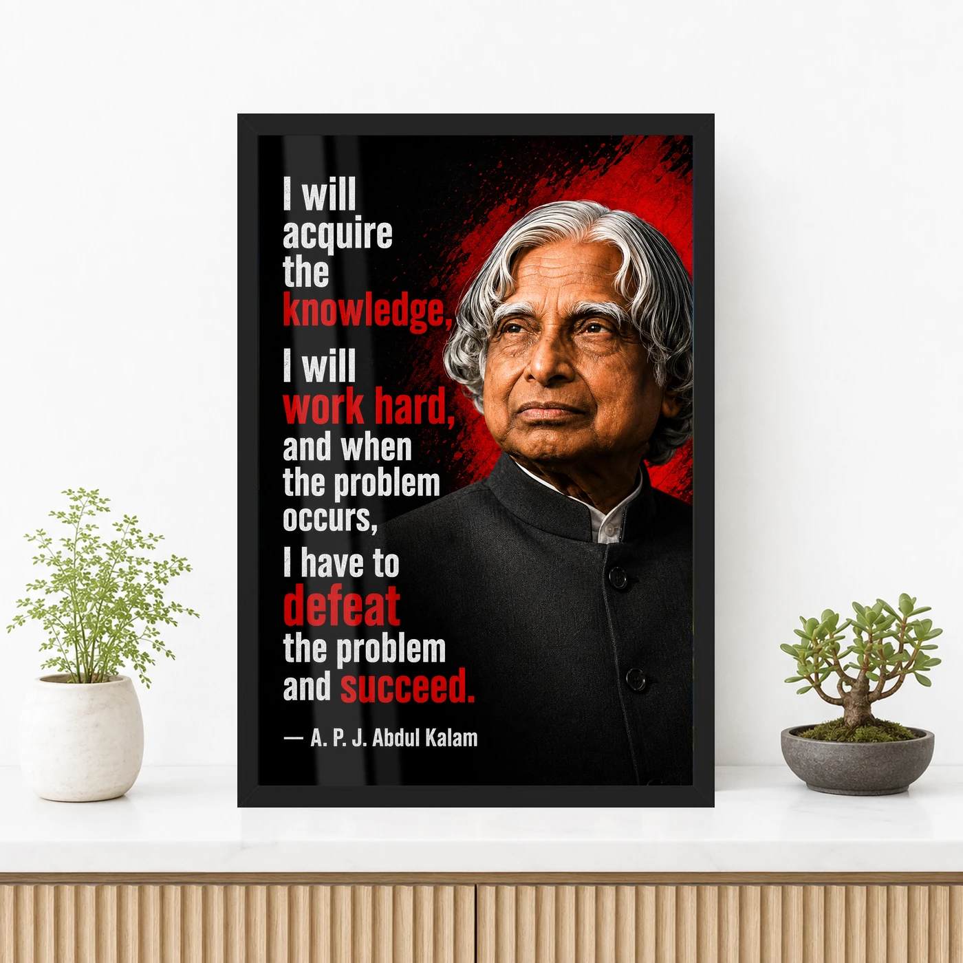 APJ Abdul Kalam Defeat the Problem Succeed Quote Frame, view 3