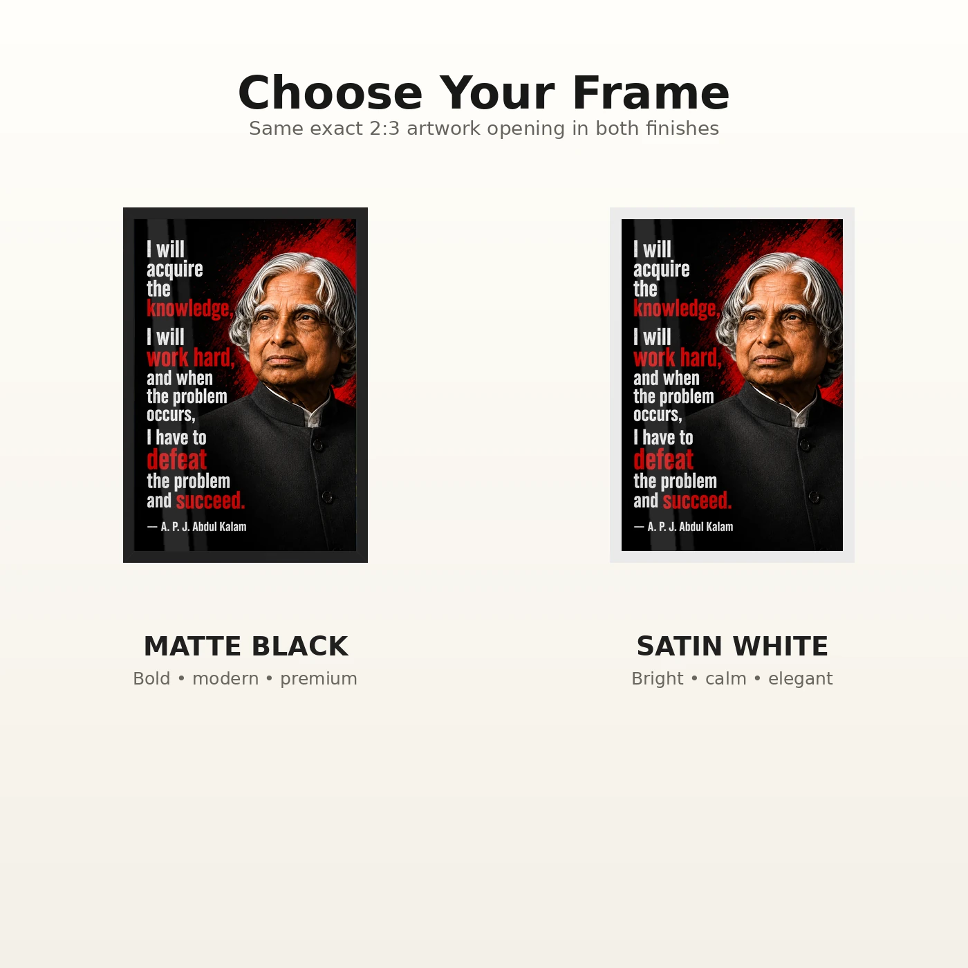 APJ Abdul Kalam Defeat the Problem Succeed Quote Frame, view 7