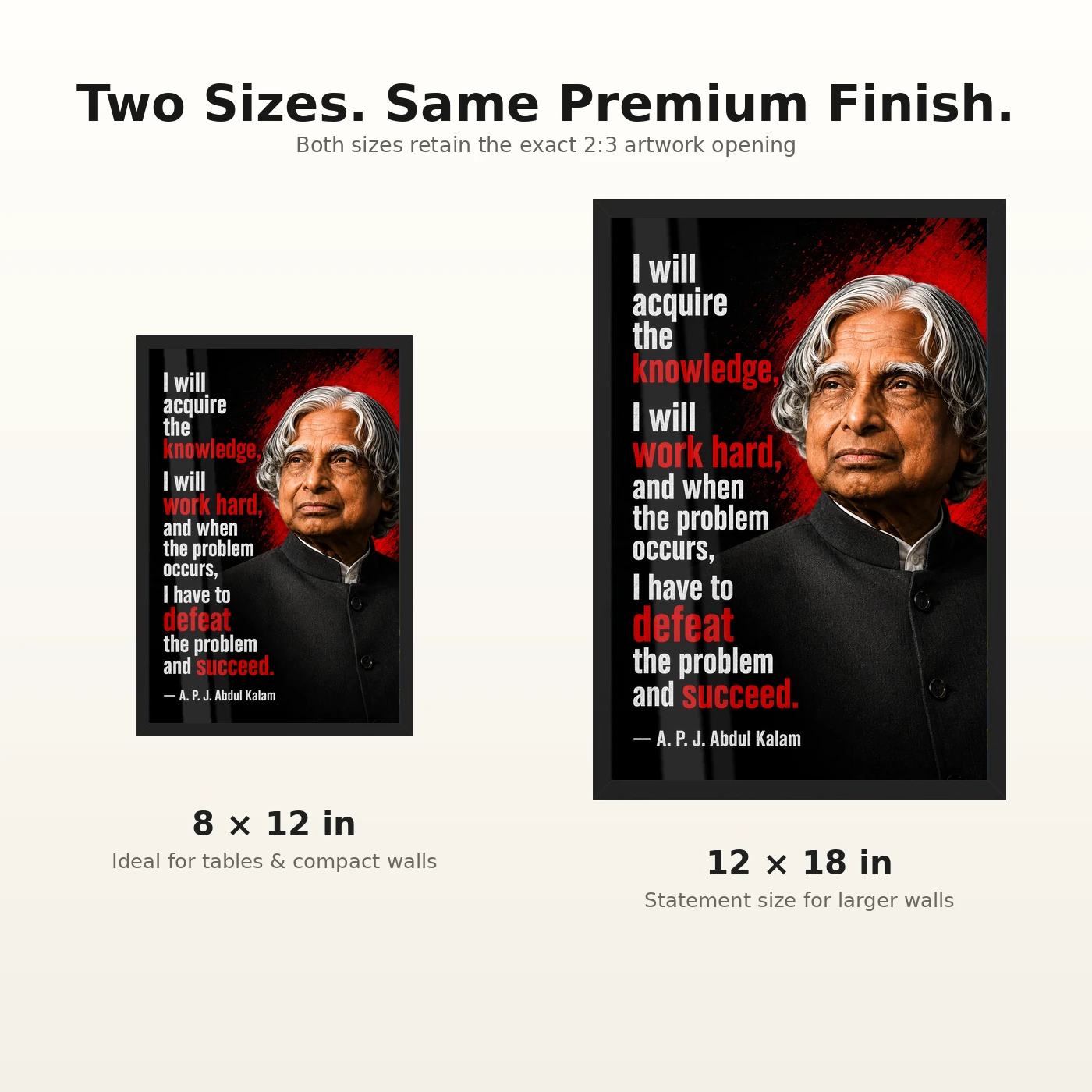 APJ Abdul Kalam Defeat the Problem Succeed Quote Frame, view 8