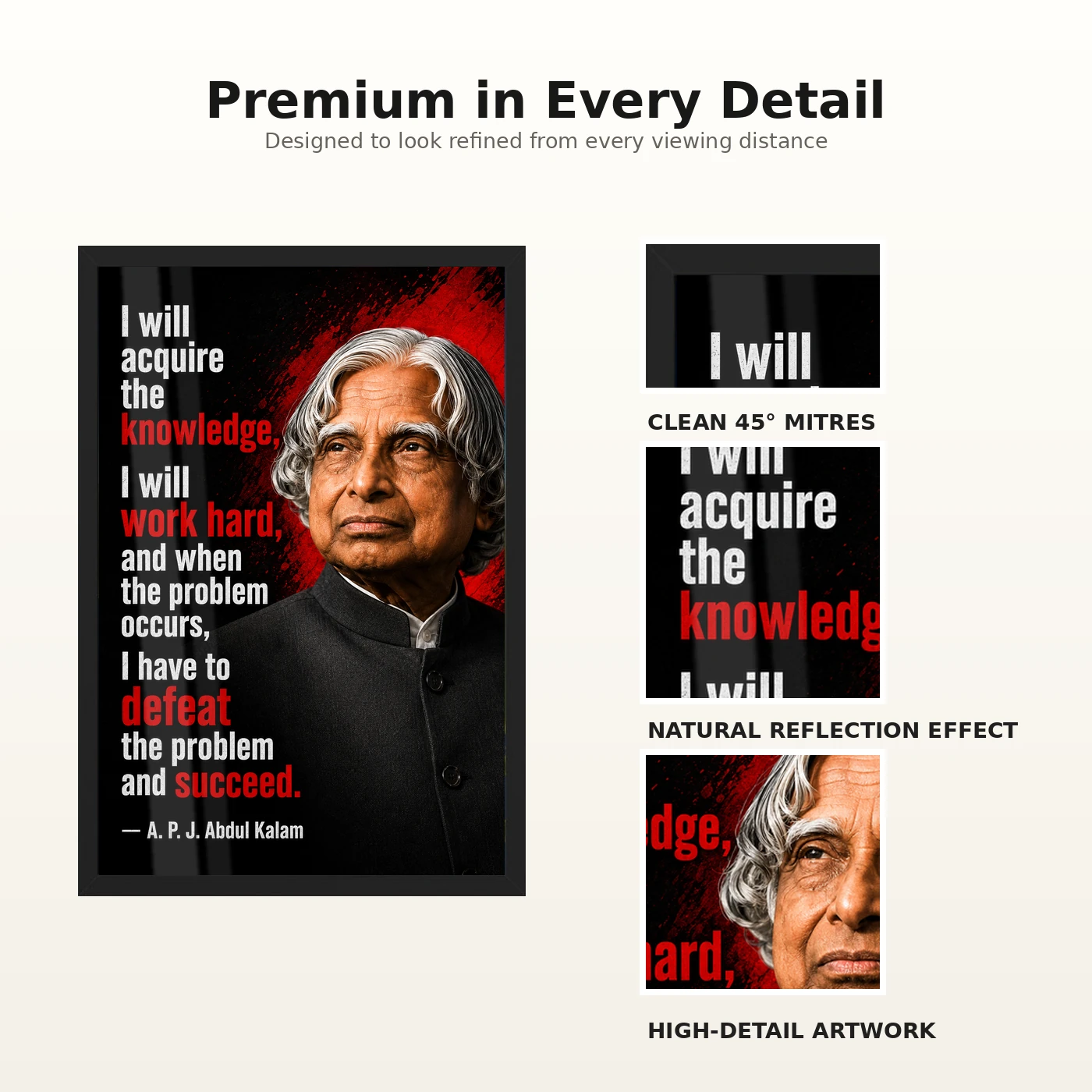 APJ Abdul Kalam Defeat the Problem Succeed Quote Frame, view 9