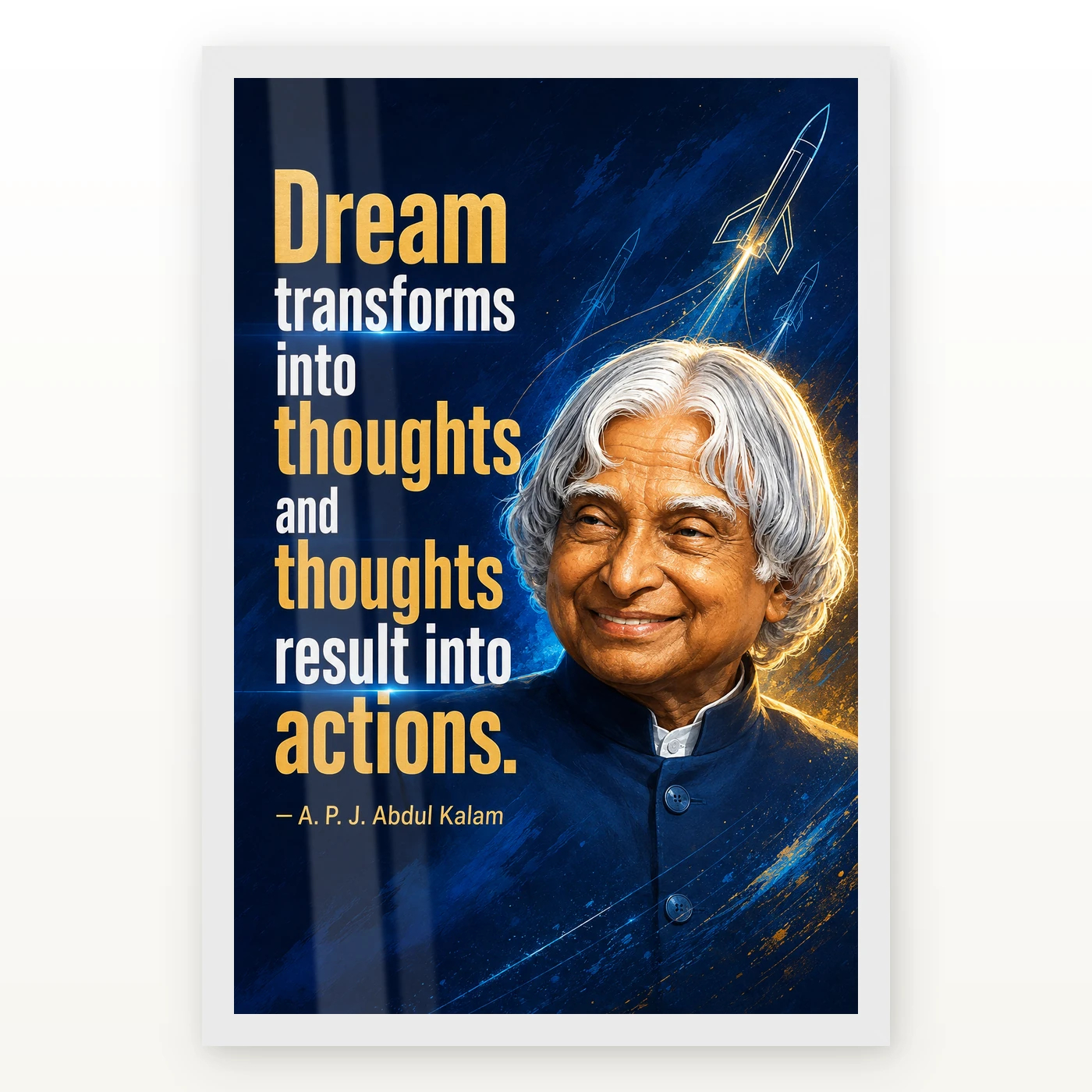 APJ Abdul Kalam Dream Thoughts Actions Quote Photo Frame, view 2