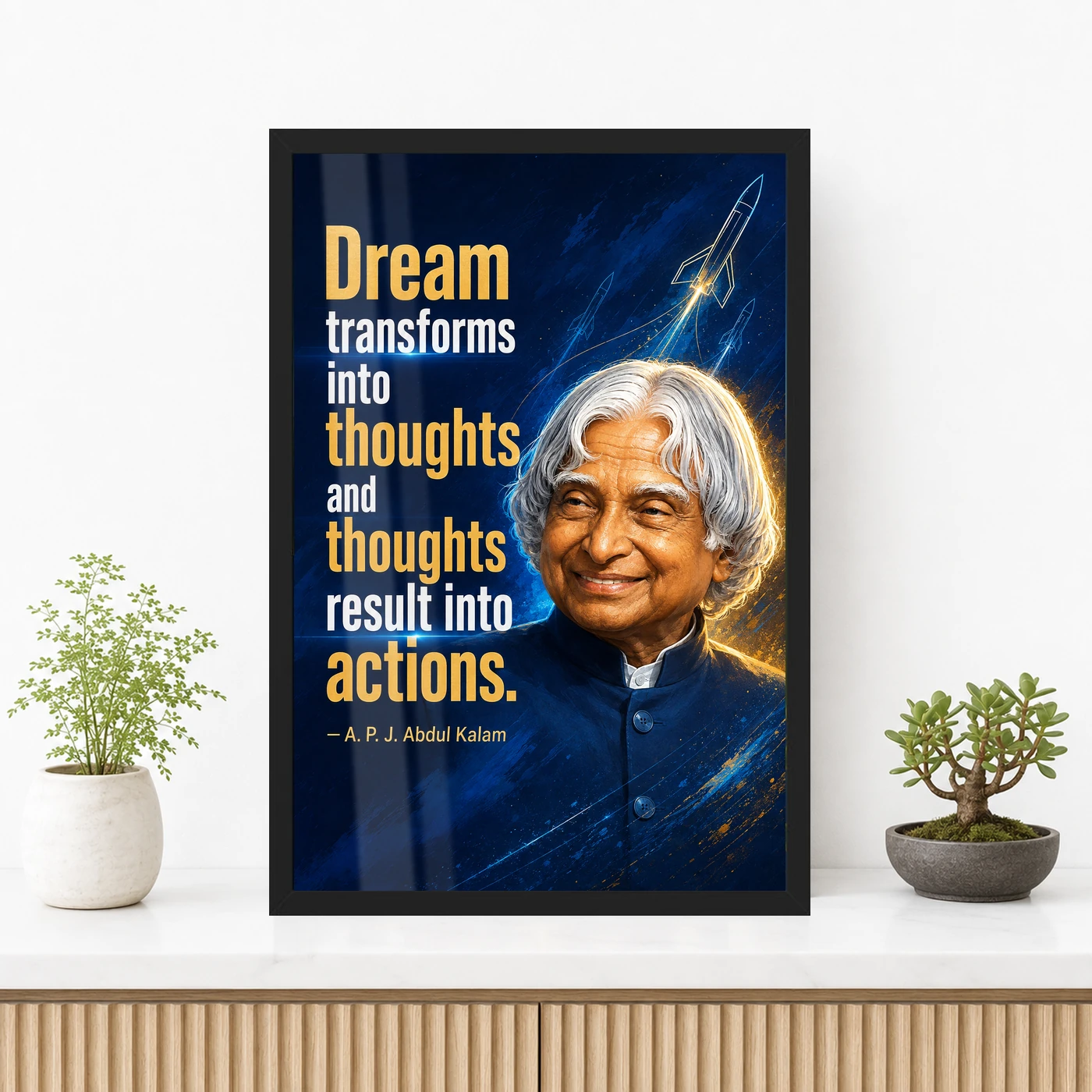 APJ Abdul Kalam Dream Thoughts Actions Quote Photo Frame, view 3