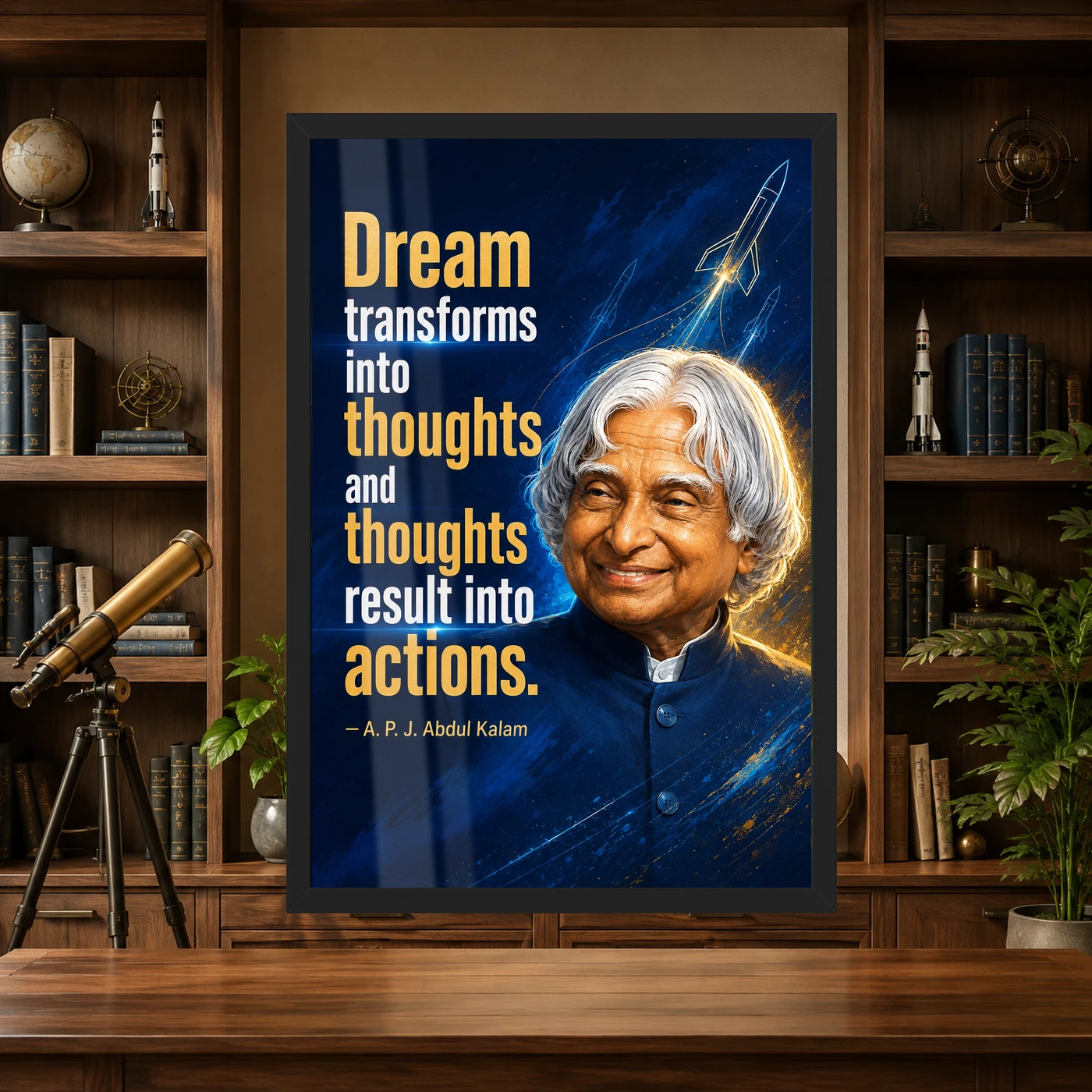APJ Abdul Kalam Dream Thoughts Actions Quote Photo Frame, view 4