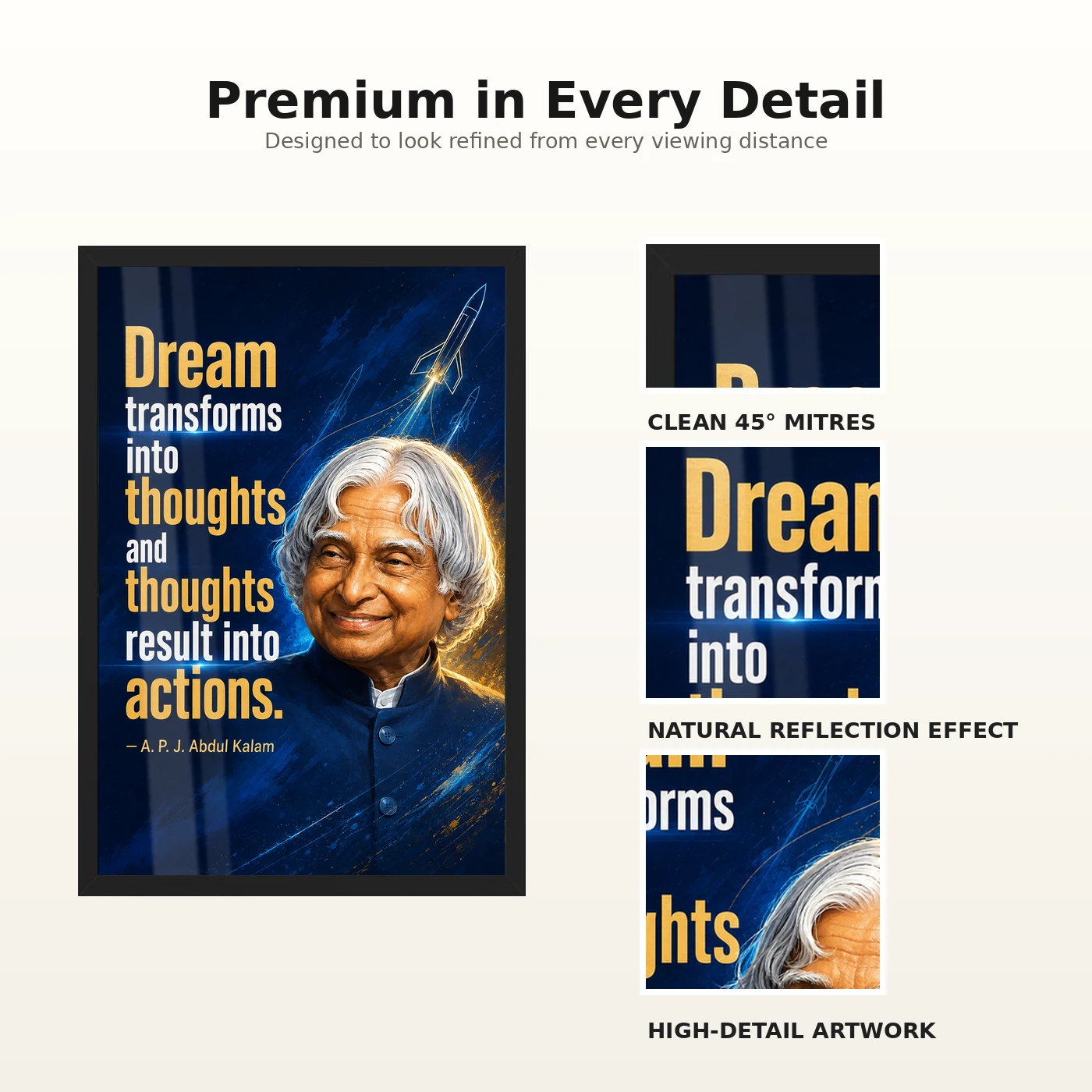 APJ Abdul Kalam Dream Thoughts Actions Quote Photo Frame, view 9