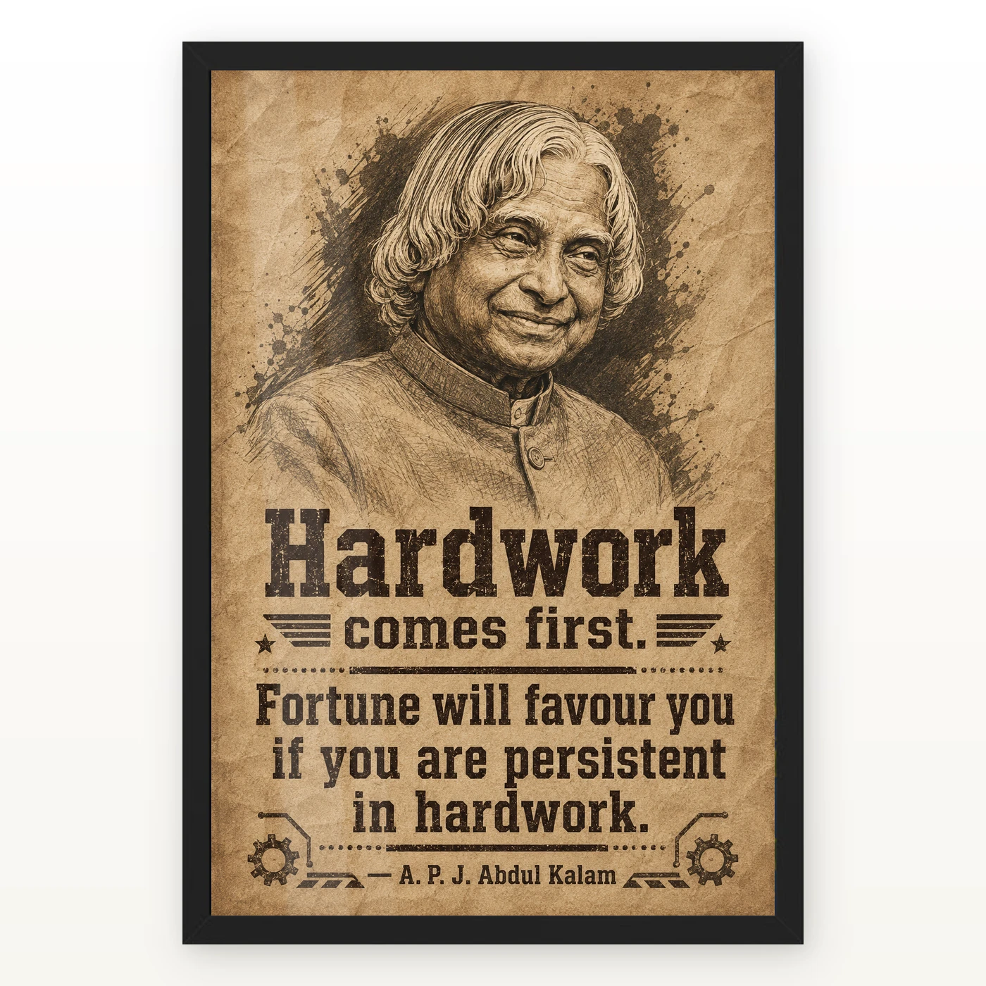 APJ Abdul Kalam Hard Work and Fortune Quote Photo Frame