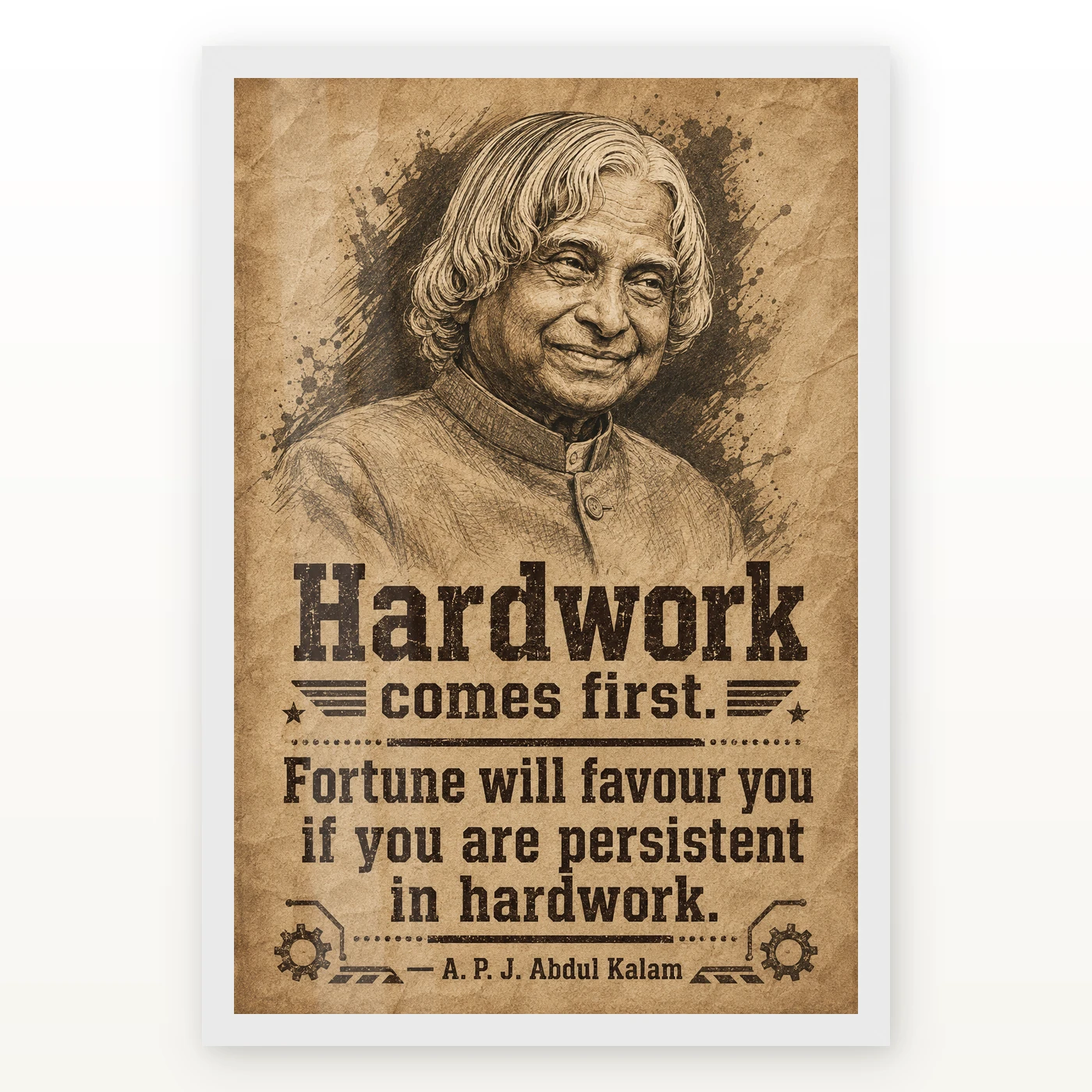 APJ Abdul Kalam Hard Work and Fortune Quote Photo Frame, view 2