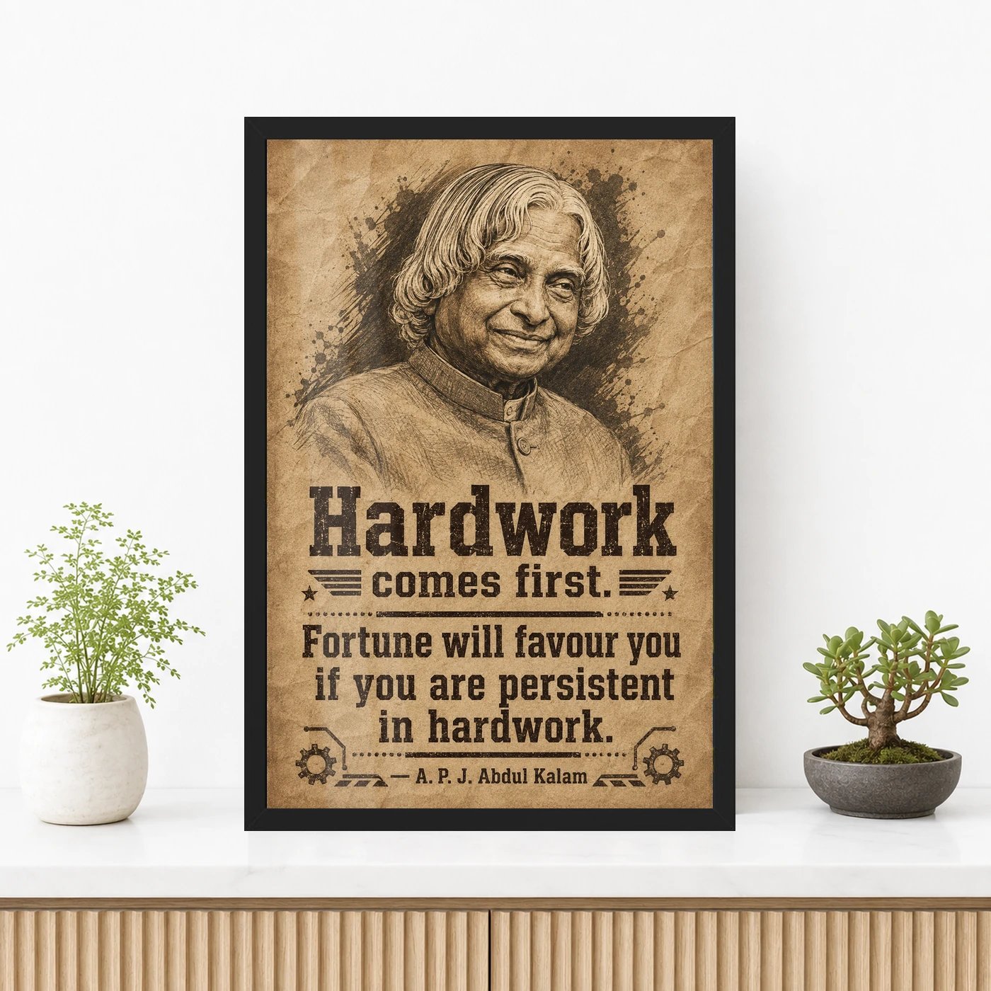 APJ Abdul Kalam Hard Work and Fortune Quote Photo Frame, view 3