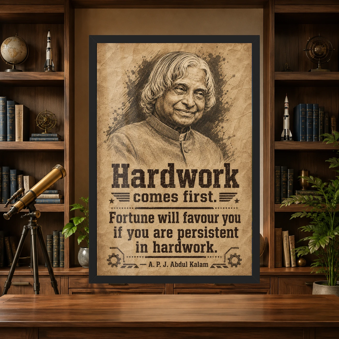 APJ Abdul Kalam Hard Work and Fortune Quote Photo Frame, view 4