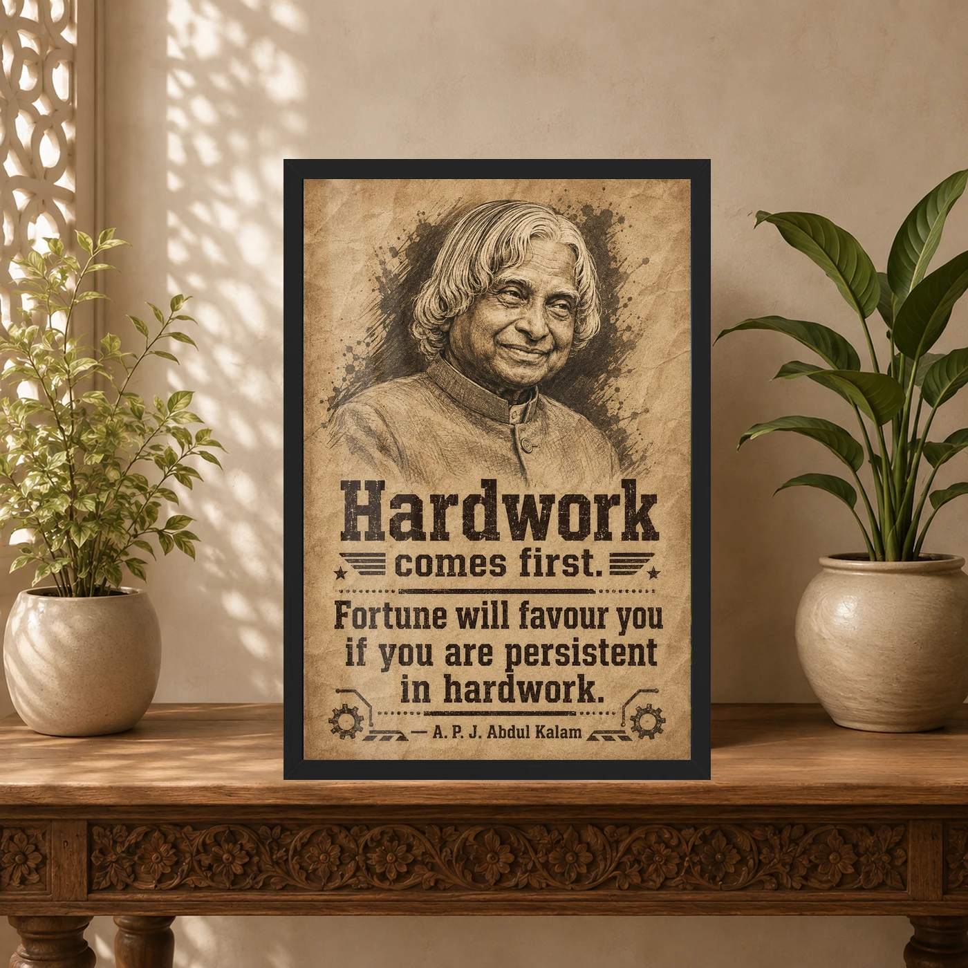 APJ Abdul Kalam Hard Work and Fortune Quote Photo Frame, view 5