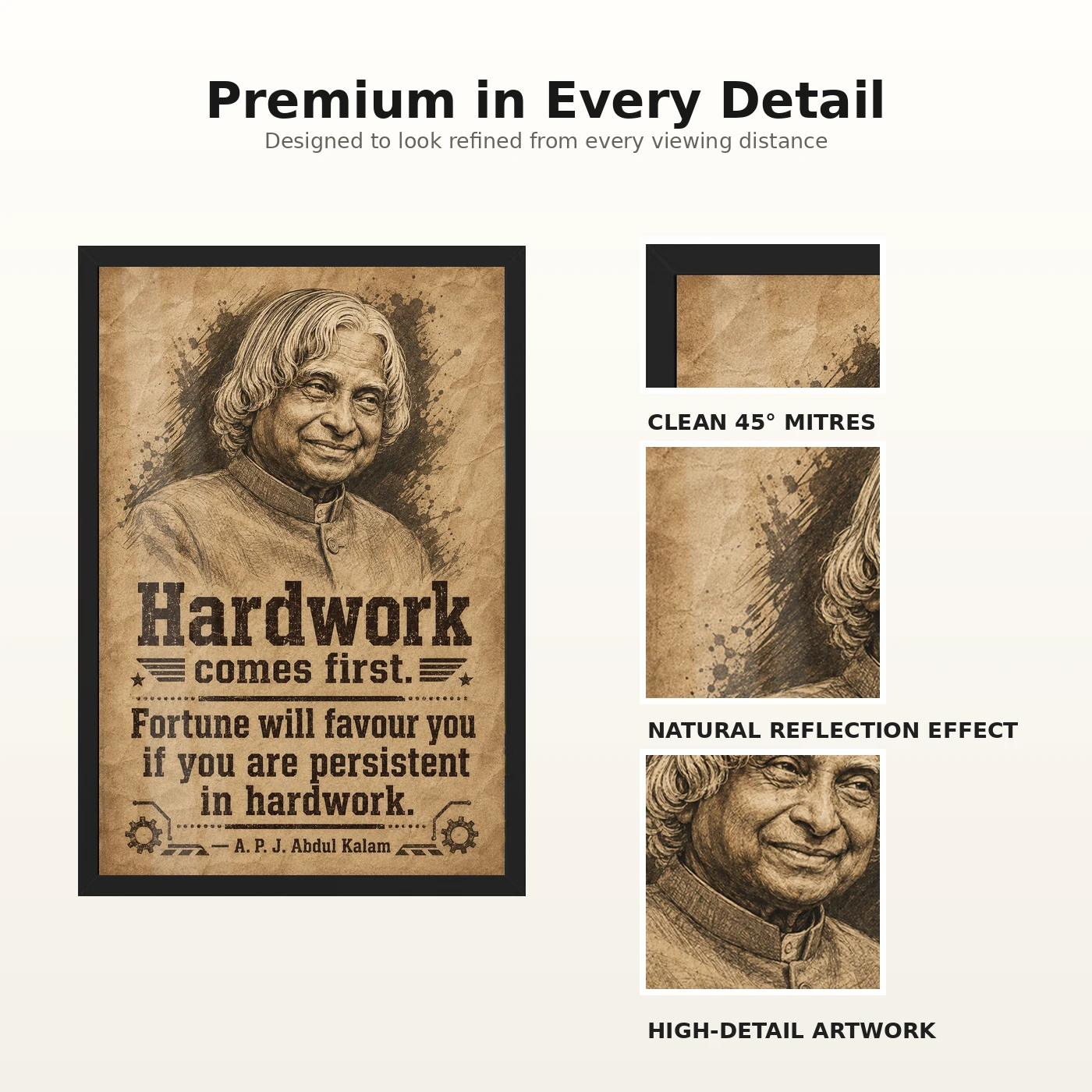 APJ Abdul Kalam Hard Work and Fortune Quote Photo Frame, view 9