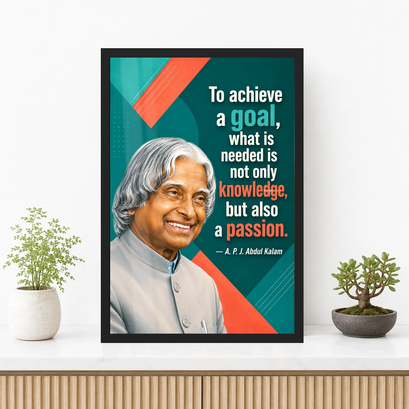 APJ Abdul Kalam Knowledge and Passion Quote Photo Frame, view 3