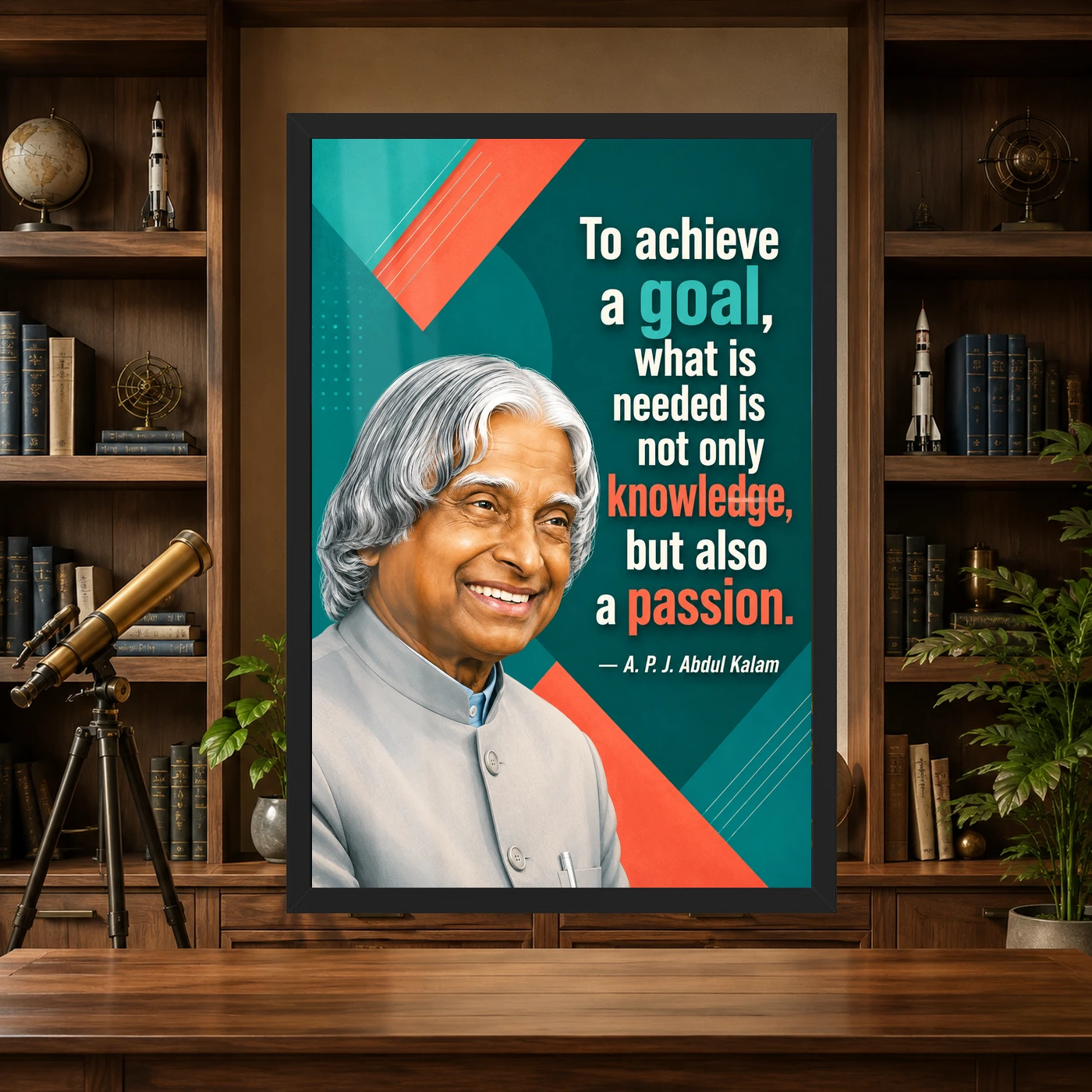 APJ Abdul Kalam Knowledge and Passion Quote Photo Frame, view 4