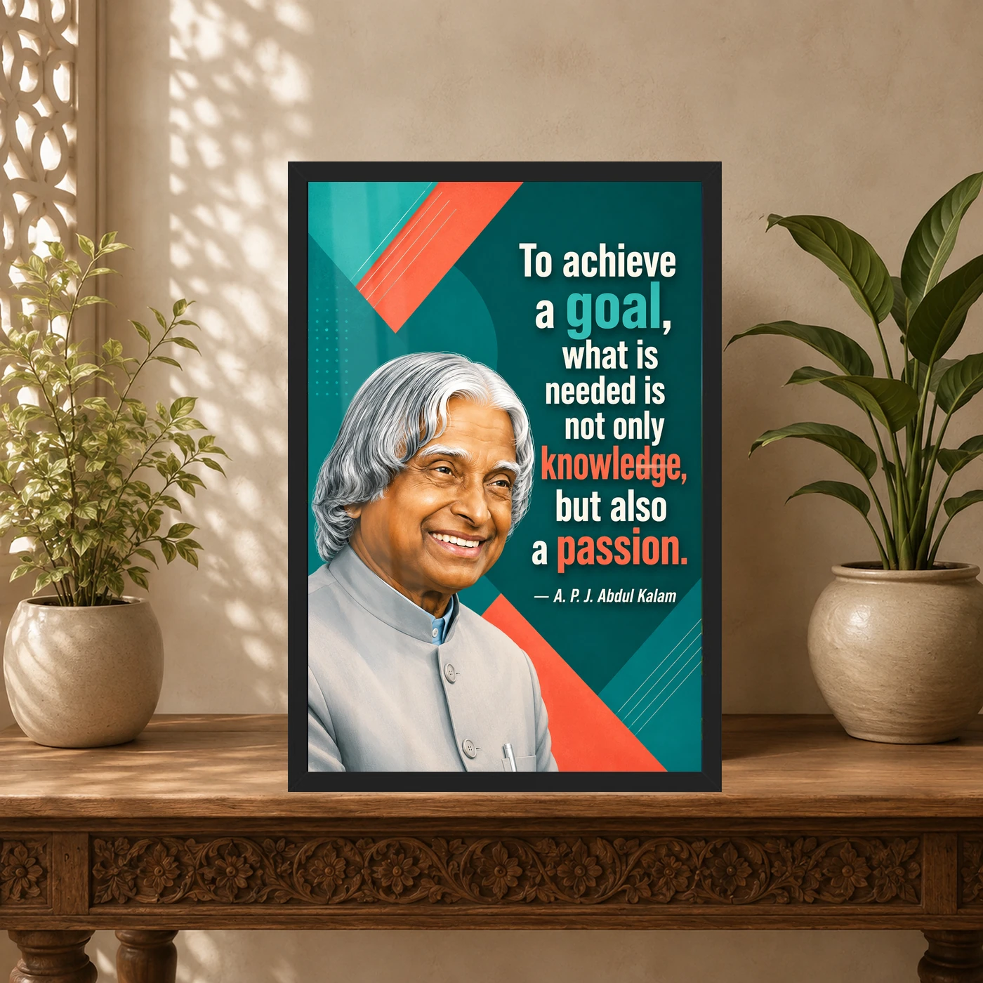 APJ Abdul Kalam Knowledge and Passion Quote Photo Frame, view 5